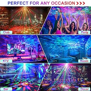 Disco Ball Light,Party Disco Dj Strobe Ocean Star Projector Dance Light Sound Activated with Remote Control Stage Rave for Parties Club Bar Birthday Wedding KTV Christmas Halloween Dancing Dcor
