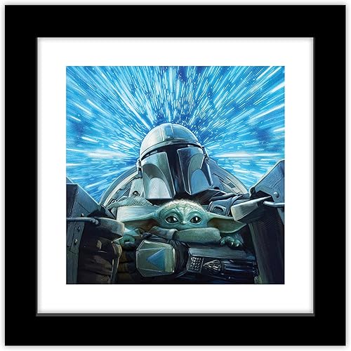 Gallery Pops Star Wars: The Mandalorian Season 3 - Arte de pared del hiperespacio, versión enmarcada en negro, 12 x 12 pulgadas
