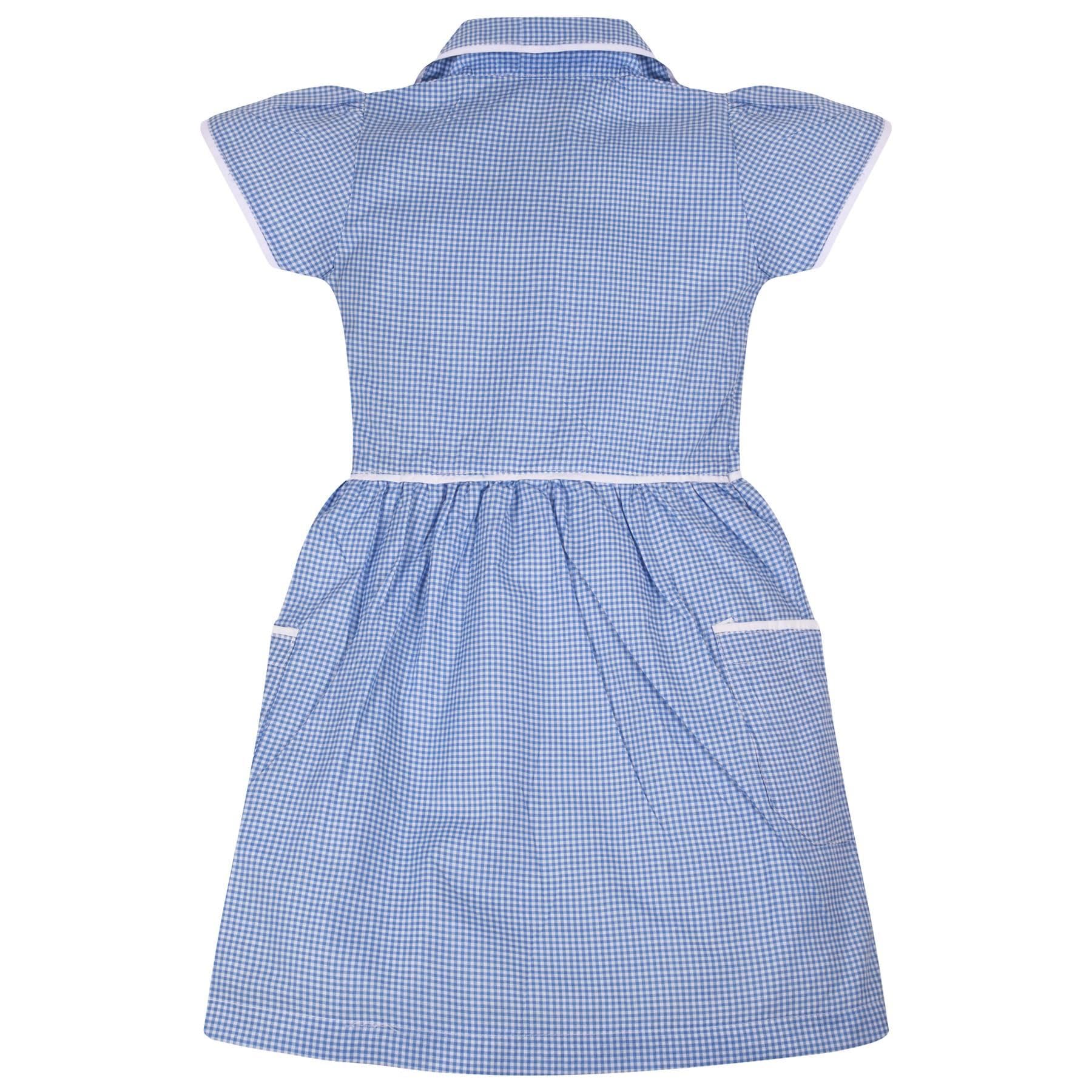 A2Z 4 Kids Mädchen Packung Mit 2 Uniform Schule Kleid Weich Bequem Gingham Kariert Sommer Schulen Kleider Mit Passenden Haargummis Alter 2-14 Jahre