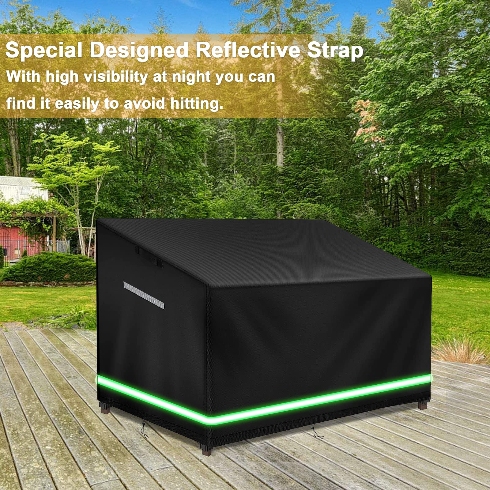 3 Seat Garden Bench Cover, 163x66x65/89cm Outdoor Patio Bench Seat Cover With Drawstring Heavy Duty 210d Oxford Fabric Rip Proof Waterproof Anti Uv Patio Rattan Furniture Protective Covers