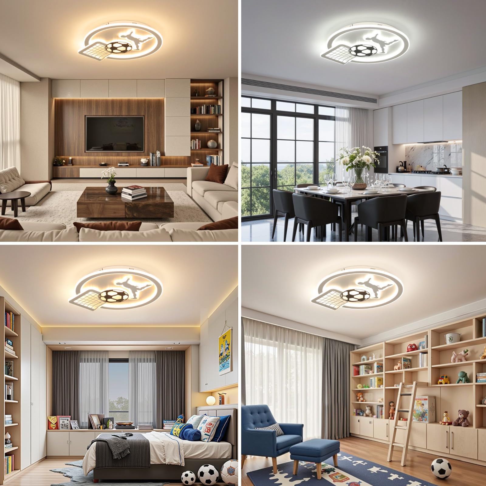OTREN Football LED Ceiling Light For Kids Bedroom, Dimmable