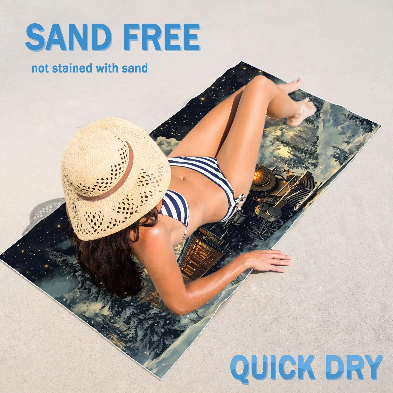 2-pak bardzo dużych 100 x 220 cm zimowy szybkoschnący ręcznik z mikrofibry bez piasku i plażowy, lekki podróżny, kompaktowy ręcznik kempingowy z torbą do przechowywania, chłonny dla kobiet, mężczyzn