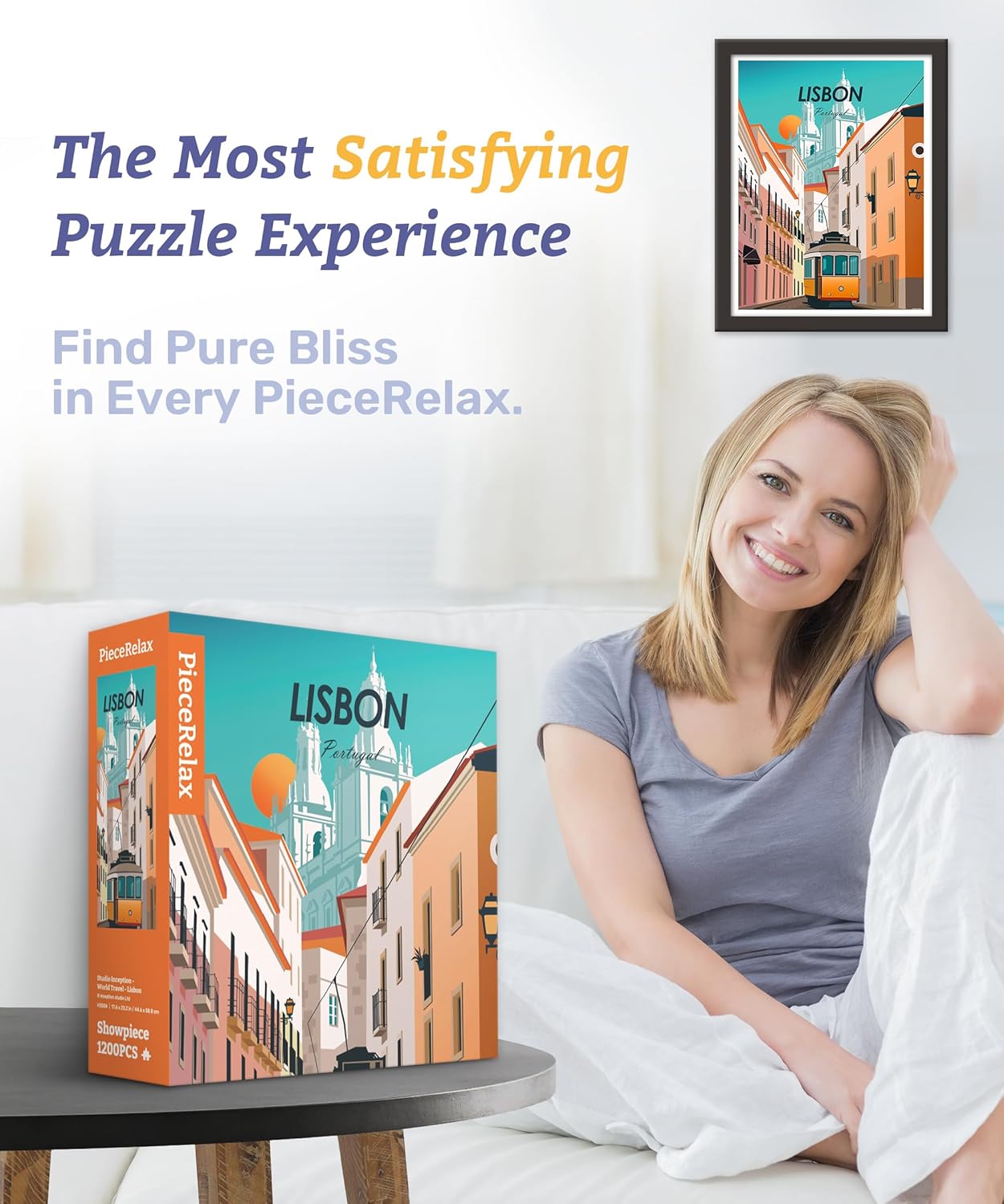 PieceRelax Plastic Jigsaw Puzzles for Adults 1200 Pieces Studio Inception - World Travel - Lisbon Most Satisfying Table Games and Gifts No Puzzle Mat Required [H3504]