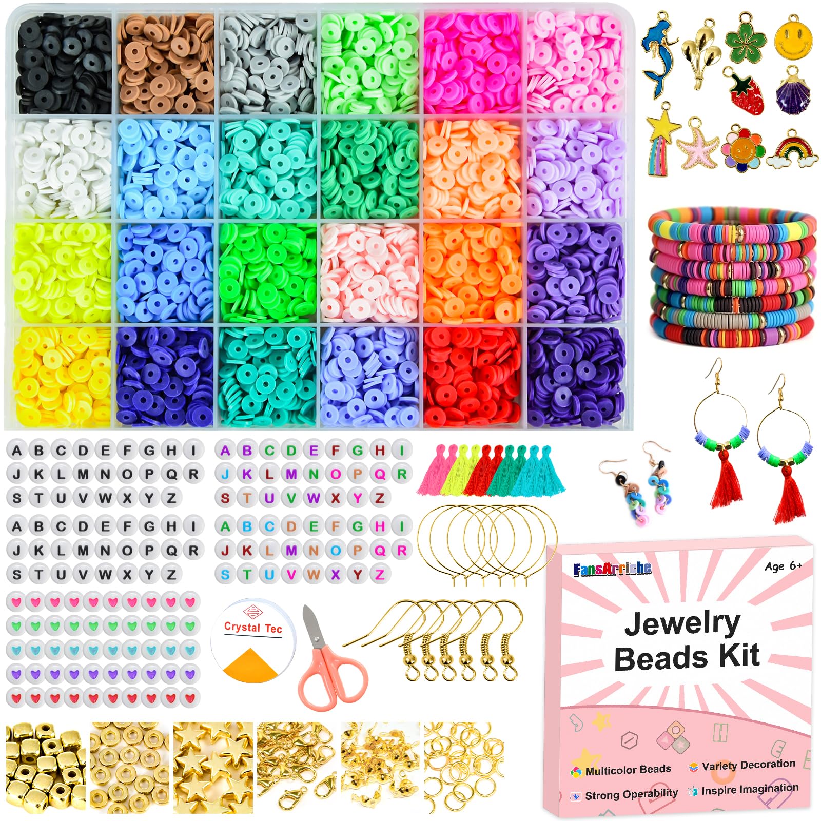 Kit 1415 Perline Per Braccialetti | Perline Piatte In Argilla | 9 Colori | DIY Gioielli