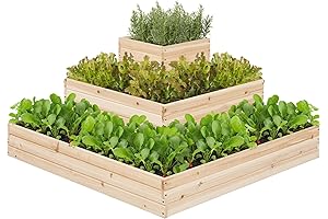 Yaheetech 3 Tier Wooden Raised Garden Bed Outdoor for Vegetables Fruits and Flowers
