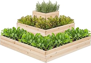 Yaheetech 1PC Wooden 3 Tiers Raised Bed, Divisible Planting Planter Box for Flowers/Vegetables/Herbs, Garden Raised Bed in Backyard/Patio Outdoor, 113cm×113cm×52cm, Natural Wood