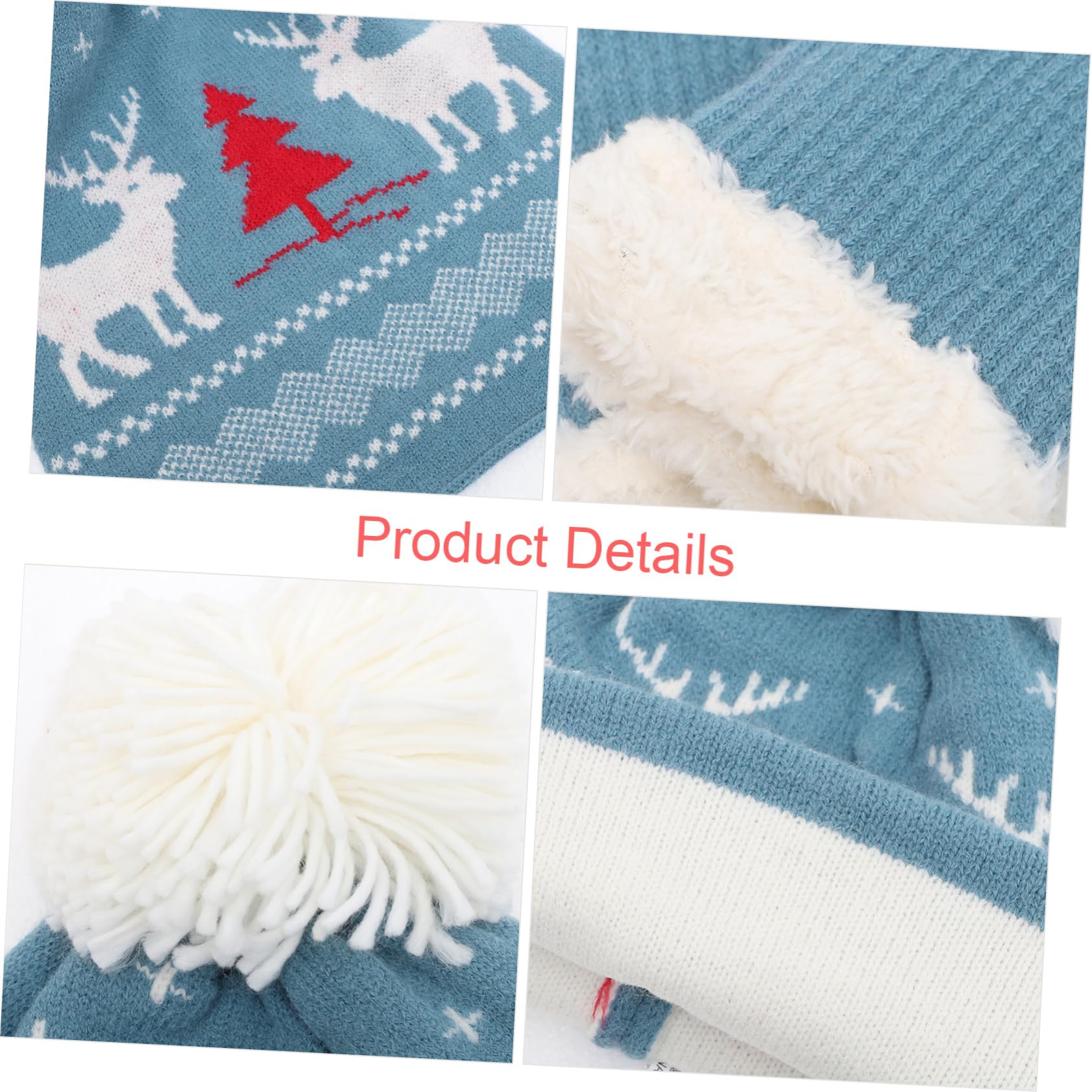 LIFKOME Gorro De Punto Navideño Cálido Gorro De Punto Grueso Trajes De Esquí Para Mujeres Gorras De Punto De Vacaciones Mitones De Punto De Navidad Guantes De Punto Acrílico Rojo