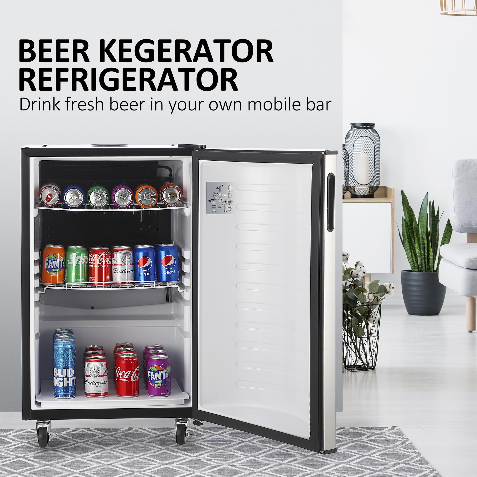 Garvee Beer Kegerator, Single Tap Draft Beer Dispenser, Full Size Stainless Steel Keg Refrigerator With Drip Tray, Co2 Cylinder, 32°F- 50°F Temperature Control, 128 L on Fridge.com - View 6