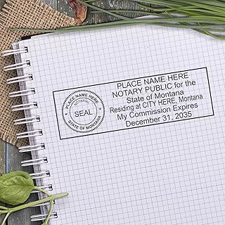 Pre-Inked Montana Notary Public Stamp, Up to 15K Imprints, Notary Stamp MT, Press and Print Stamping, Rectangular 7/8" x 2-1/4", Notarial Stamp Montana