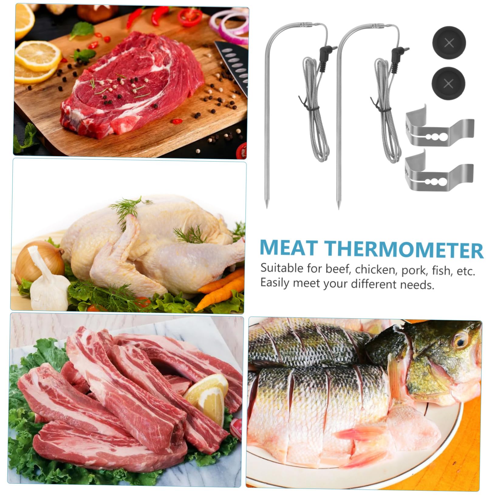Toddmomy 3sets Termometro Per Bbq Con Probe Di Alta Precisione Sensore Di Temperatura Per Cottura Per Grigliate e Alimenti Caldi Accessorio Cucina Per Amanti Del Bbq