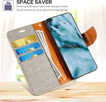 Aquos R2 Compactと互換性がある 織物レザーケース - グレー