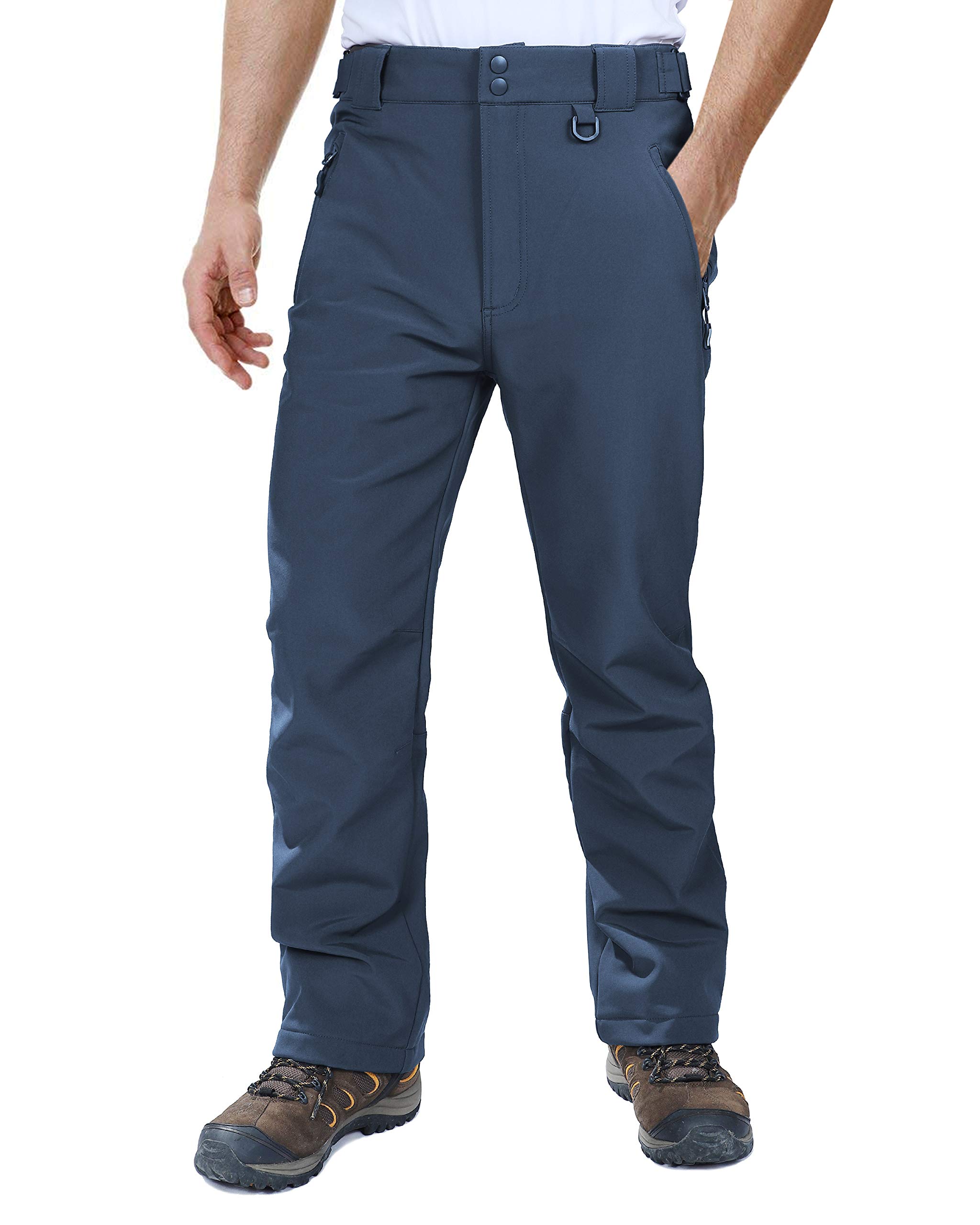 Outdoor VenturesMen's Lite Waterproof Windproof Fleece Lined Warm Hiking Ski Snow Pants Expandable-Waist