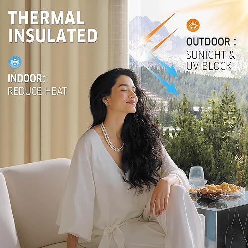 Miniatura 3 de RYB HOME - Cortinas opacas para interior y exterior, cortinas para patio o terraza, cortinas exteriores con pestaña