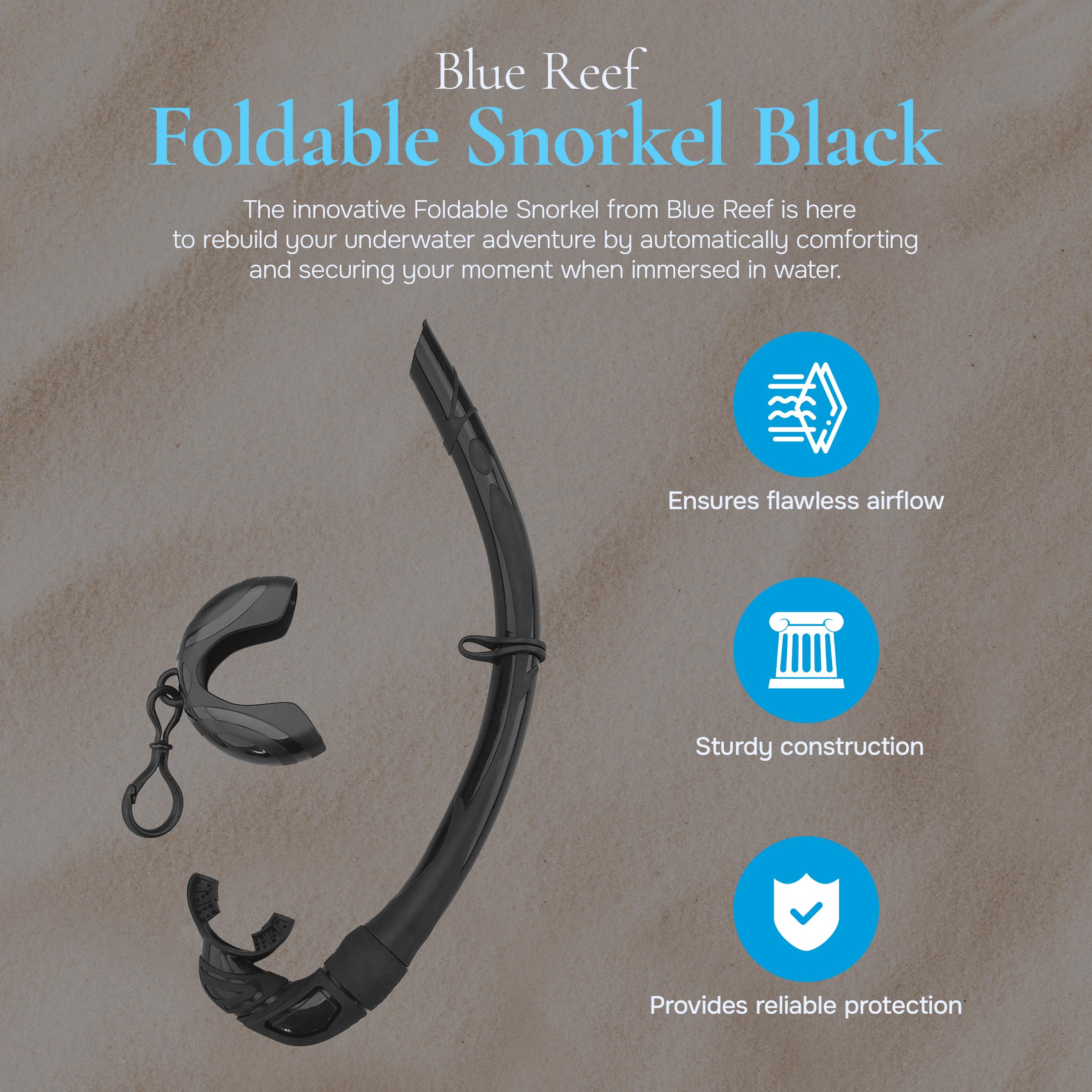 Blue Reef Foldable Snorkel - Black