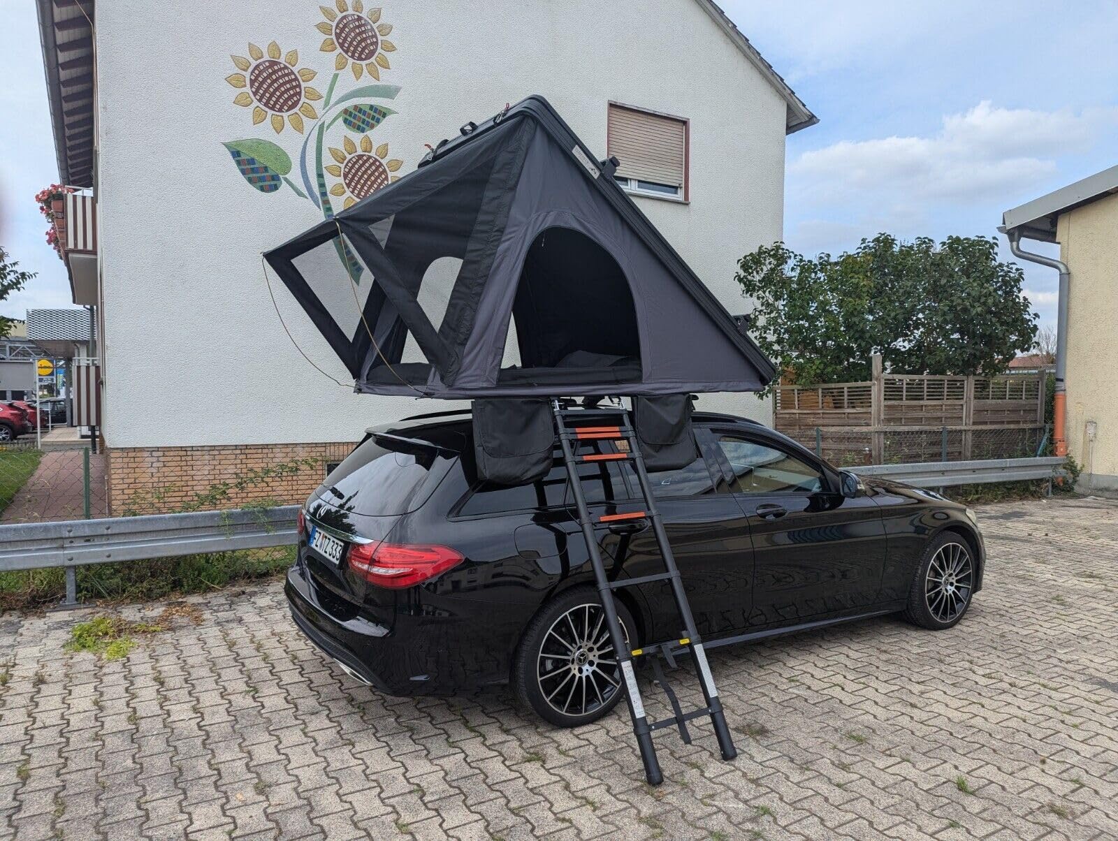 Tente de toit de voiture en aluminium rigide noir/gris LED, isolation, support avec voile d'ombrage en option