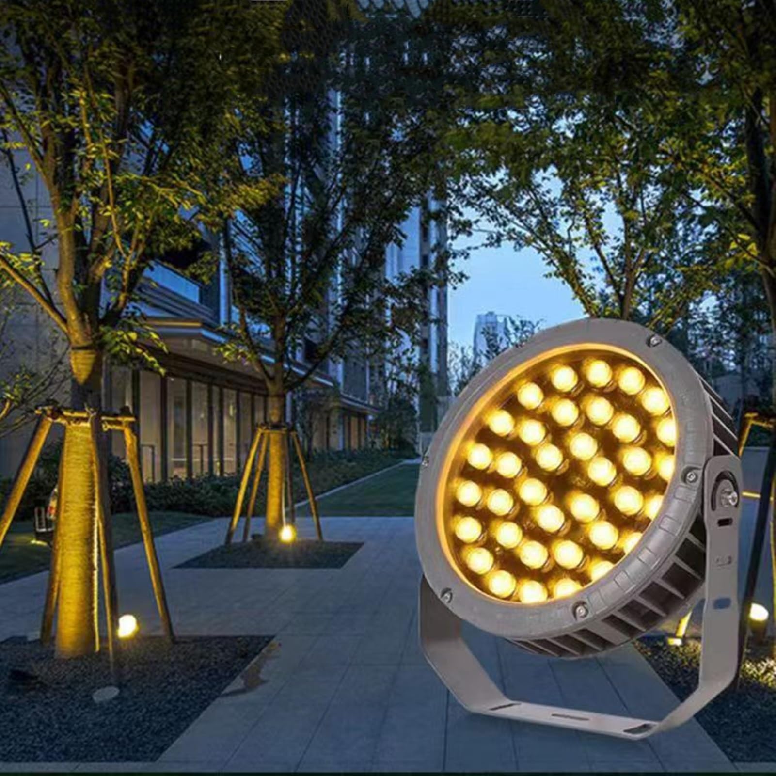 Foco Giratorio - Foco LED De Haz Alto/bajo, IP65, Resistente Al Agua, 270°, Luces Para Árboles De Parque, CA 111-240 V, Reflector Redondo Decorativo Para Exteriores(Blue,24W)