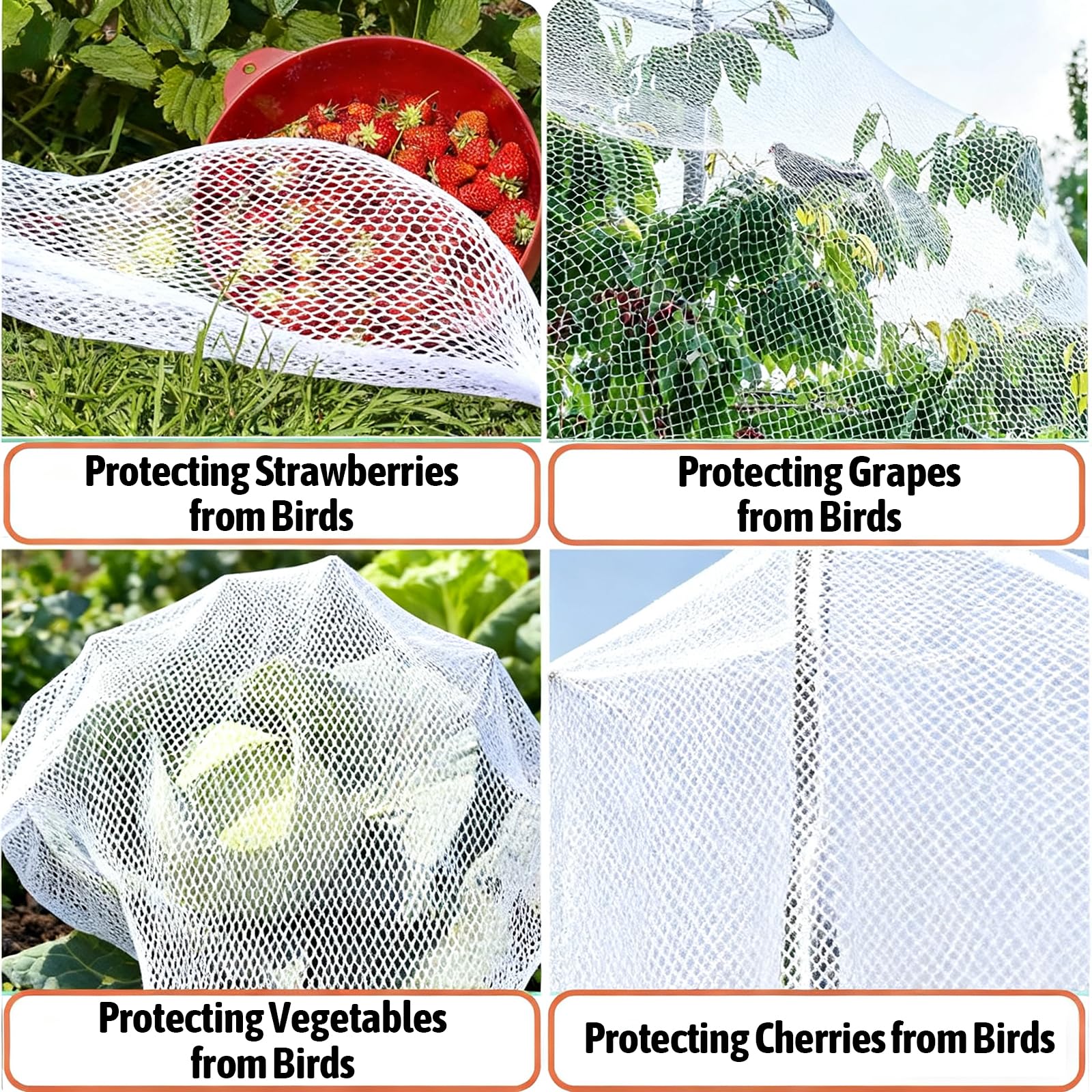 Rete di Protezione per Uccelli,Rete Antigrandine per Interni Esterni,Reti Protettive da Giardino,Facile da Usare,Adatto per Proteggere Fragole,Pomodori,Carote