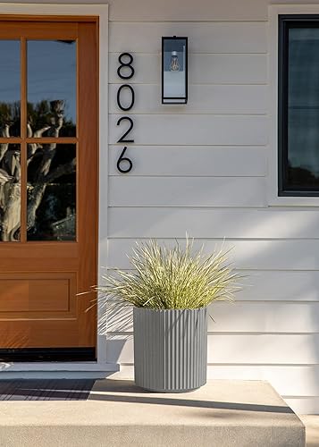 Miniatura 4 de Veradek Macetas redondas Demi para uso en interiores y exteriores hechas de plástico mezcla de hormigón con agujeros de drenaje perfectas para