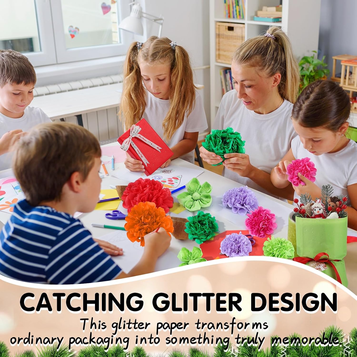 woric 135 Sheets Glitter Tissue Paper for Gift Bags 20x14 Inch image 5