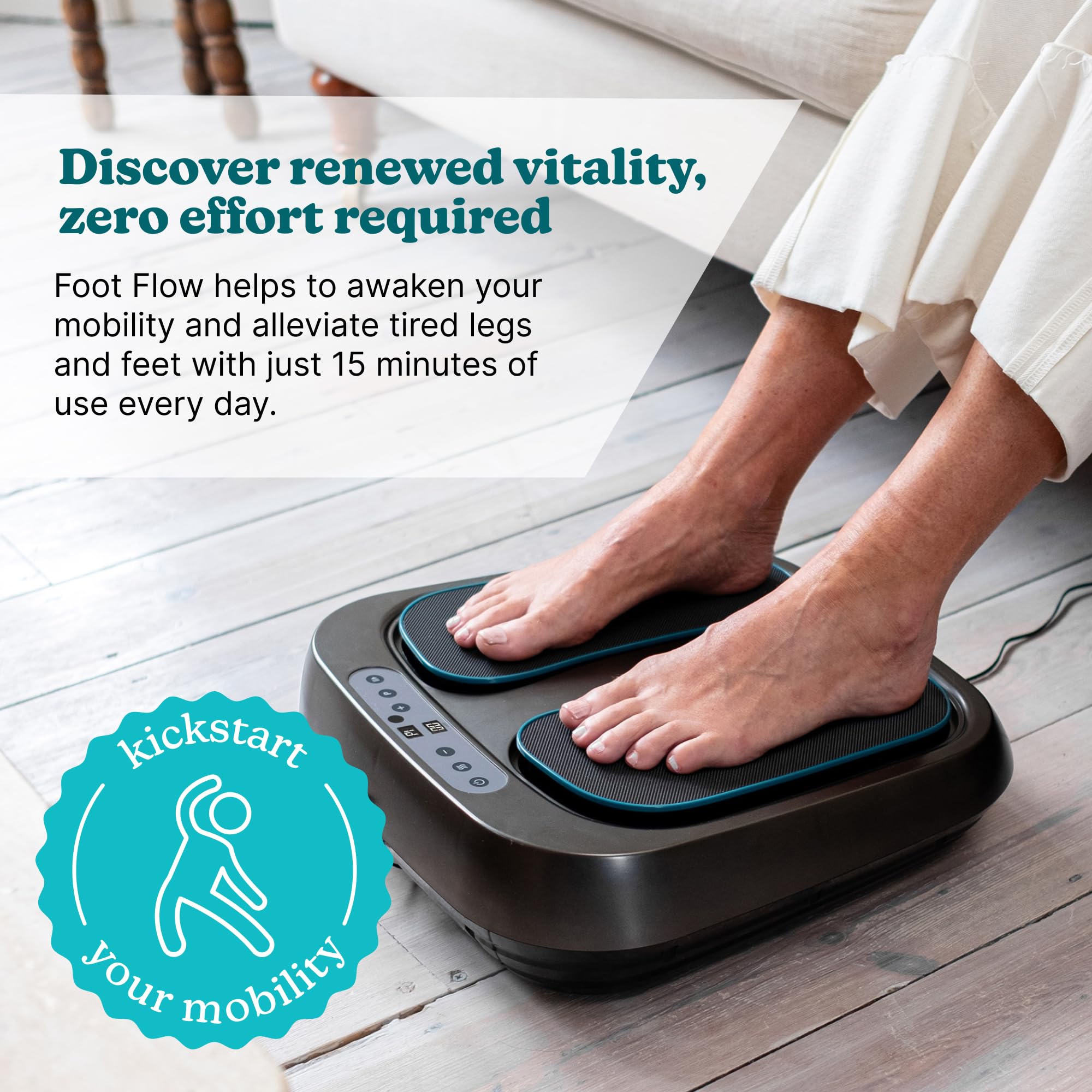 Homedics Foot Flow Mobility Booster Massaggiatore vibrante - Massaggiatore per i piedi con calore lenitivo, 20 intensità e 3 modalità, Rivitalizza i muscoli stanchi e favorire il flusso sanguigno