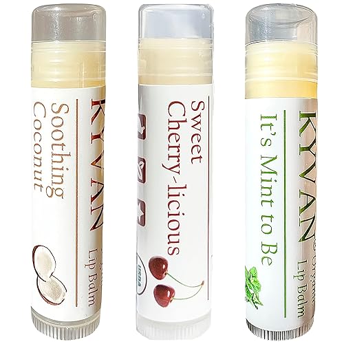 Miniatura 6 de KYVAN Bálsamo labial  Paquete de 3, orgánico certificado por USDA, 15 onzas cada uno (fresa, sandía, bálsamo labial naranja)