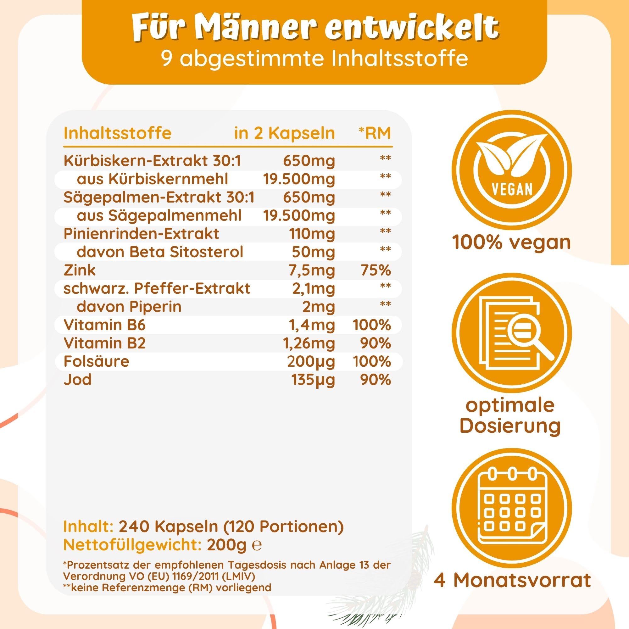 240 Prosta Komplex Kapseln mit Kürbiskern-Extrakt & Sägepalmen-Extrakt