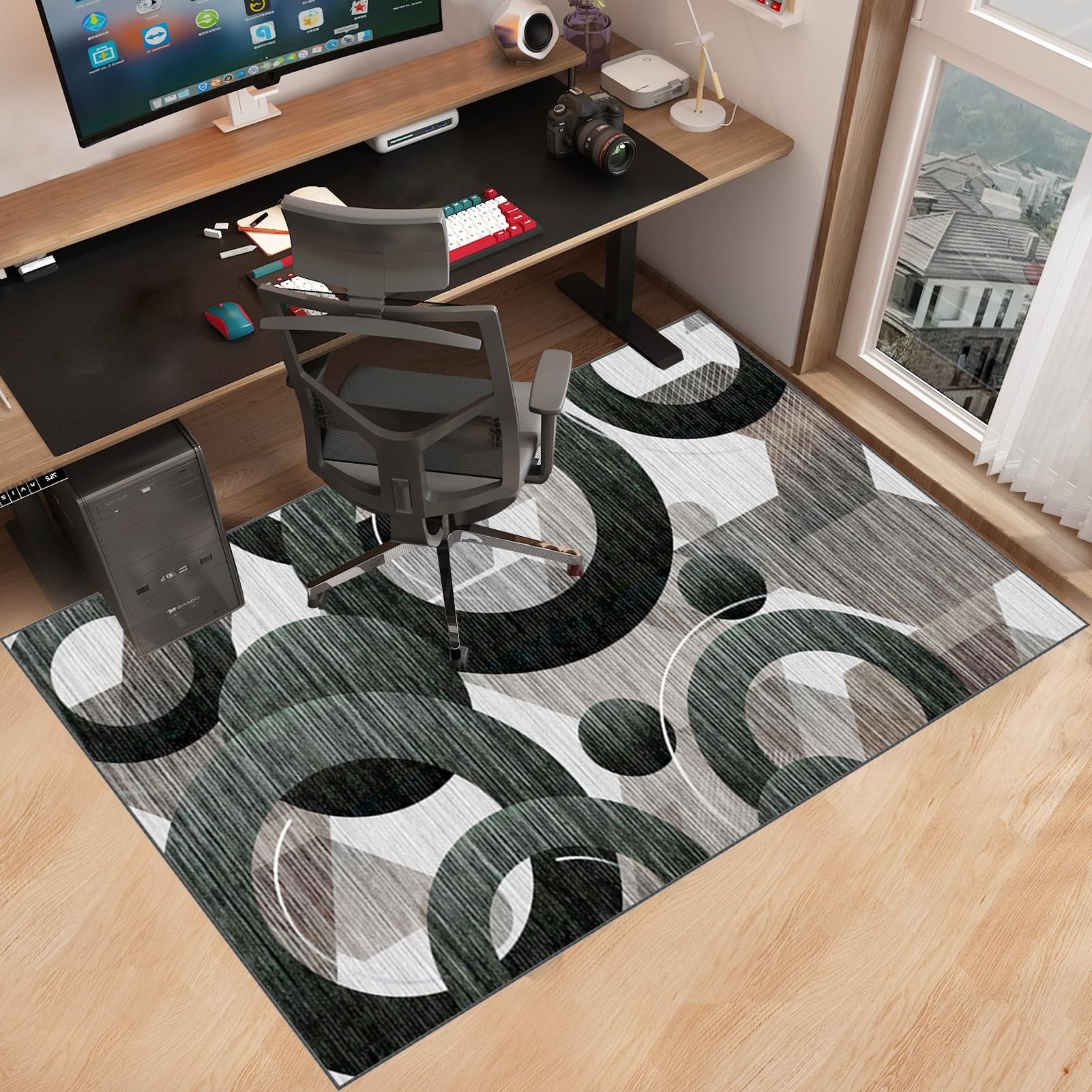 Tappetino per sedia da gioco, 80 x 120 cm, protezione da scrivania per ufficio e gaming, superficie resistente e antiscivolo, ideale per giocatori e professionisti