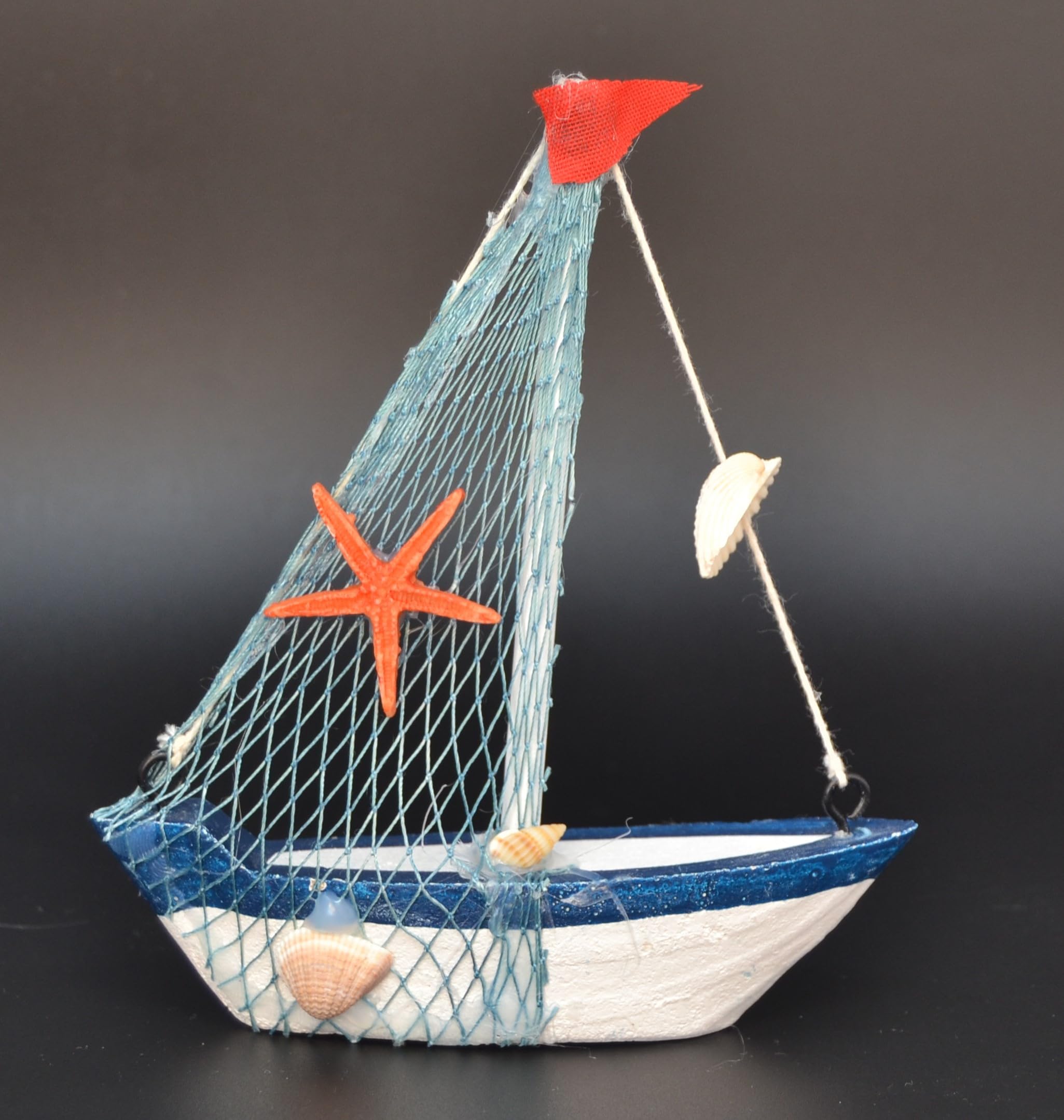 Z&H Redes DE Pesca - Barco Decorativo Miniatura, Estilo Marinero, Accesorios Baño, 13X11CM