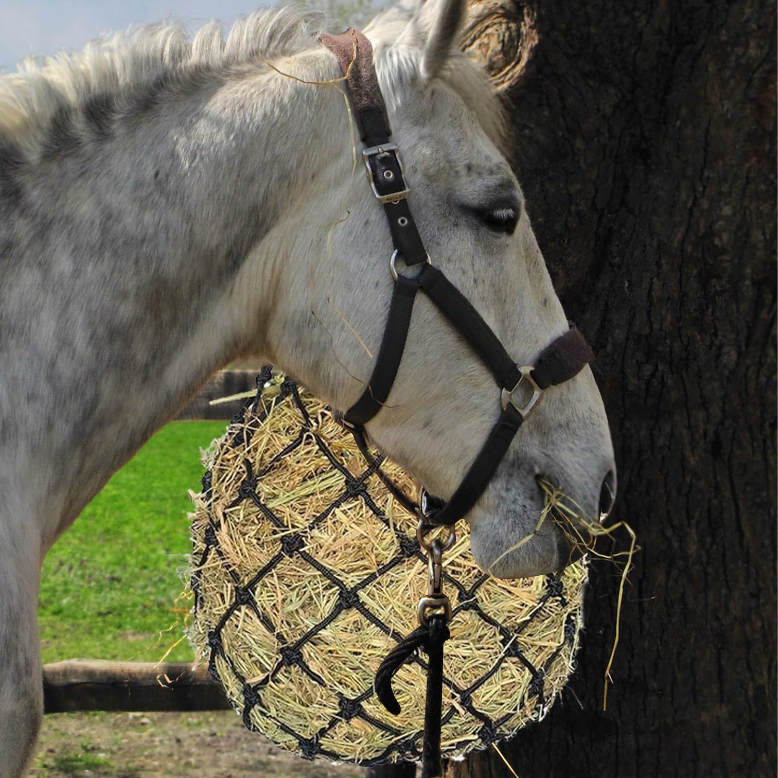 2 Pièces Filets à Foin, Mailles Fines 5X5cm, Portable Filet a Foin Cheval Robuste et Durable, Cela Peut Ralentir la Vitesse à Laquelle Cheval Mange et Réduire Gaspillage D'aliments (Noir)