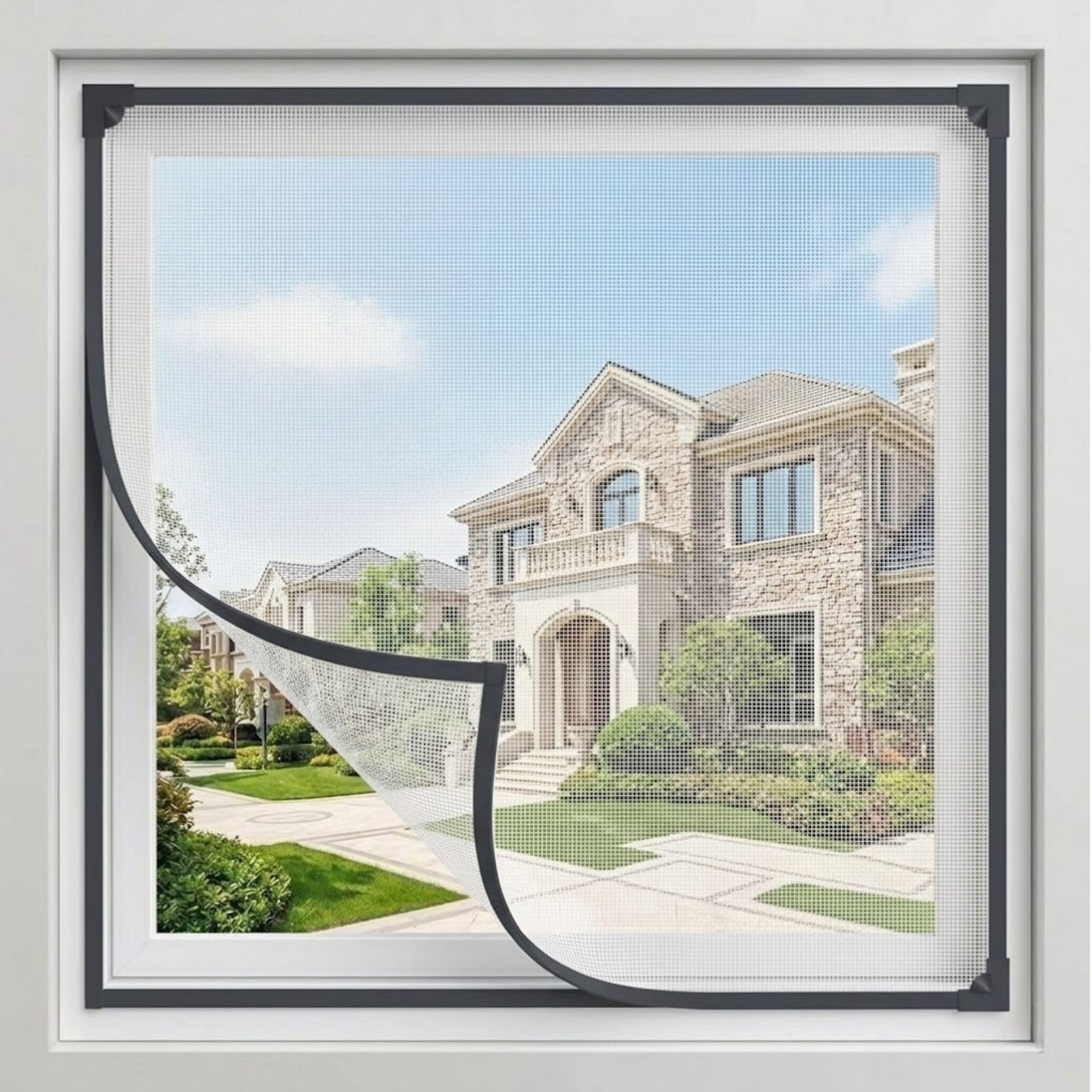 Magnetic Window Screen Pet Fiberglass Magnetic Closure Multicolor Multiple Sizes(Black White,135x150cm)