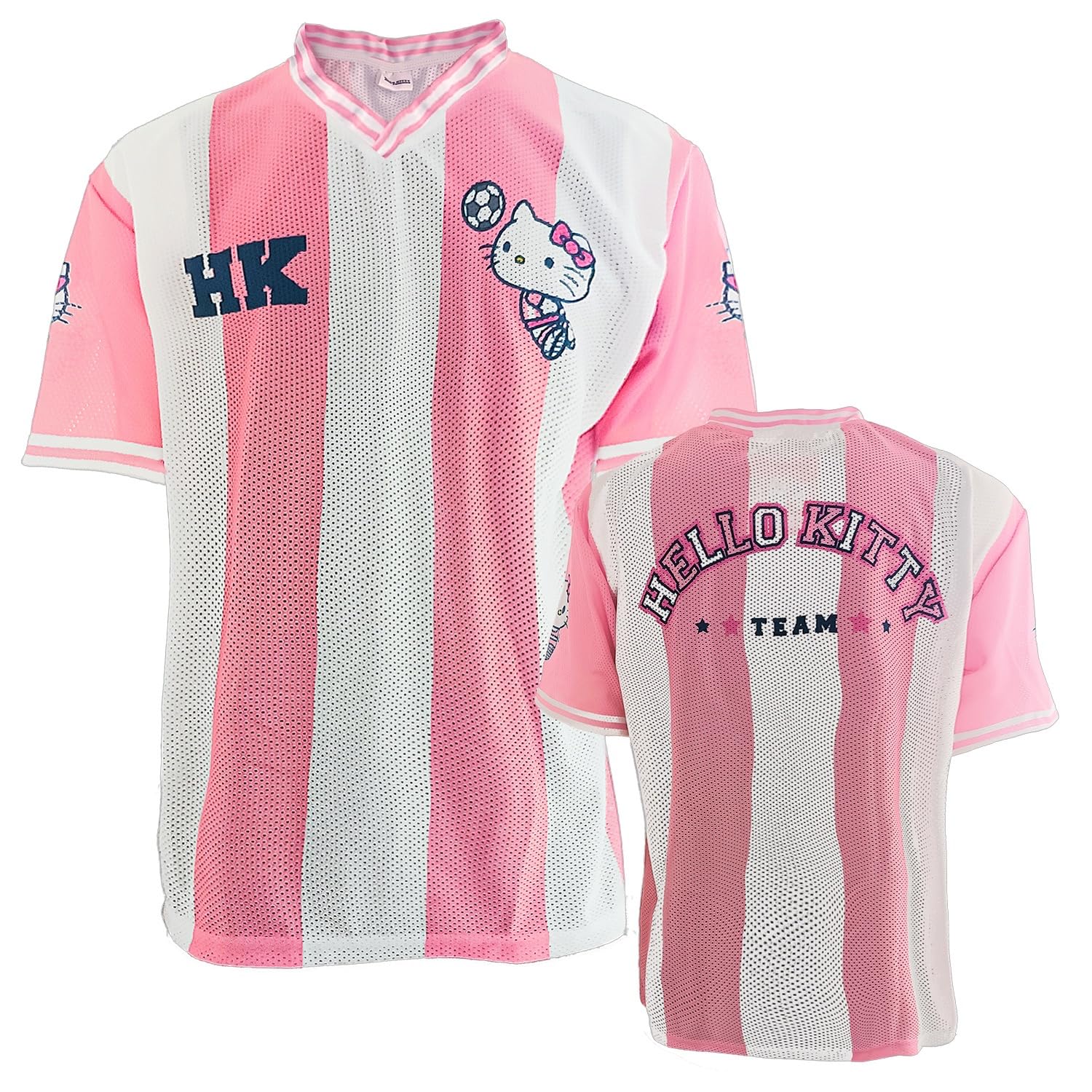 Oversized T-Shirt für Damen, Hello Kitty, Pink Team, offizielles T-Shirt im Hockey-Stil, perforiert, sportlich, lässig