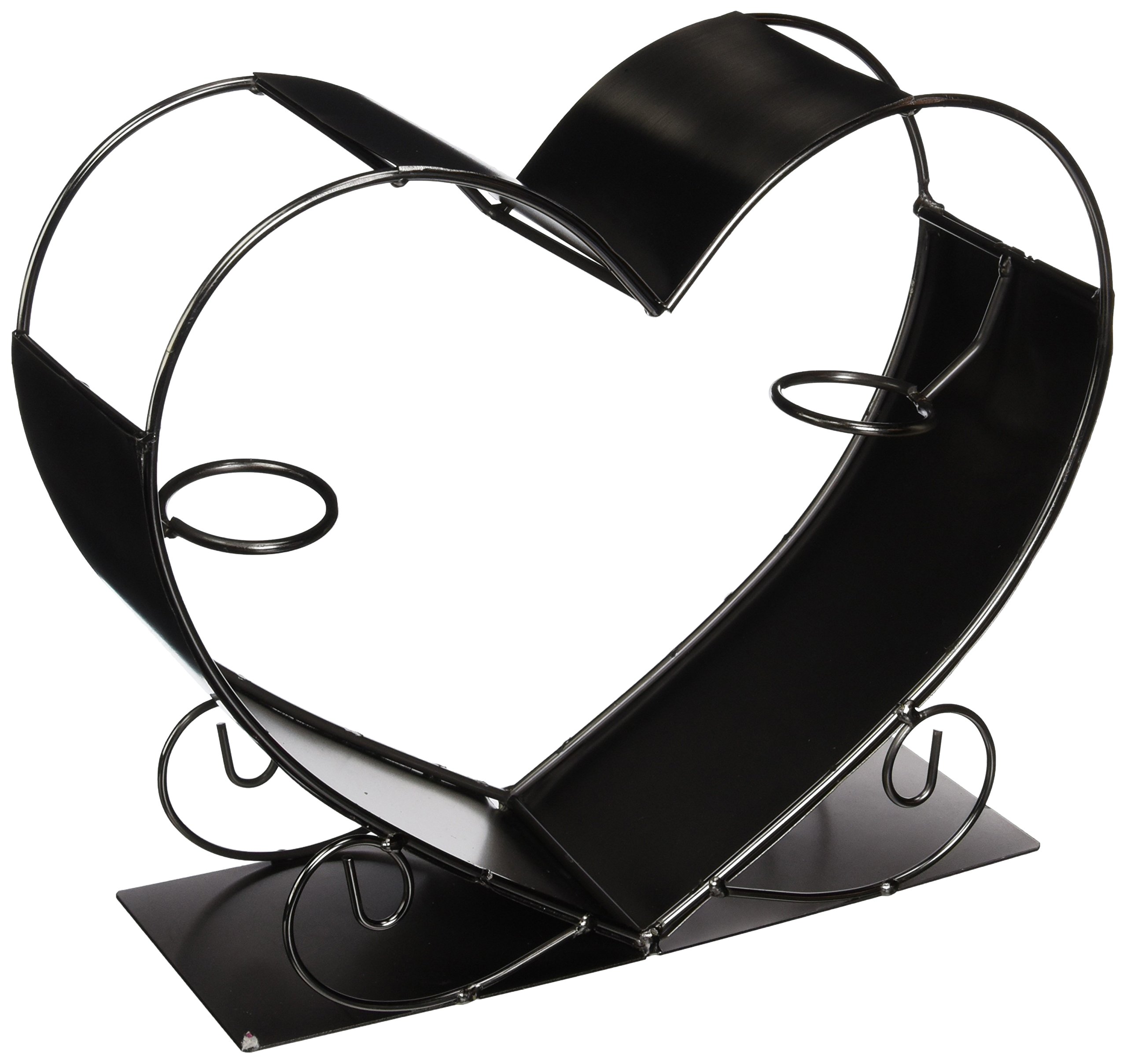 WINE BODIES Big Heart Metal Wine Bottle Holder, Charcoal