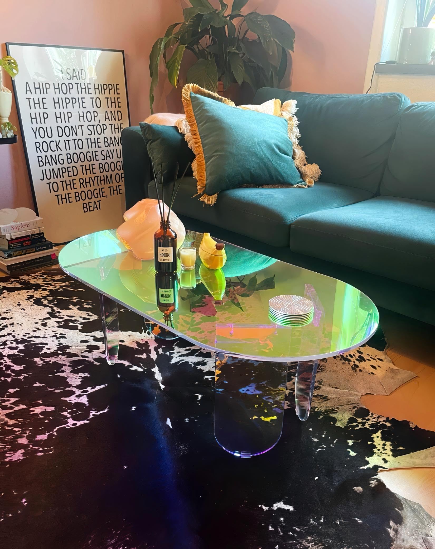 Amazon｜Artloge 虹色 アクリル コーヒーテーブル カラフル クリア