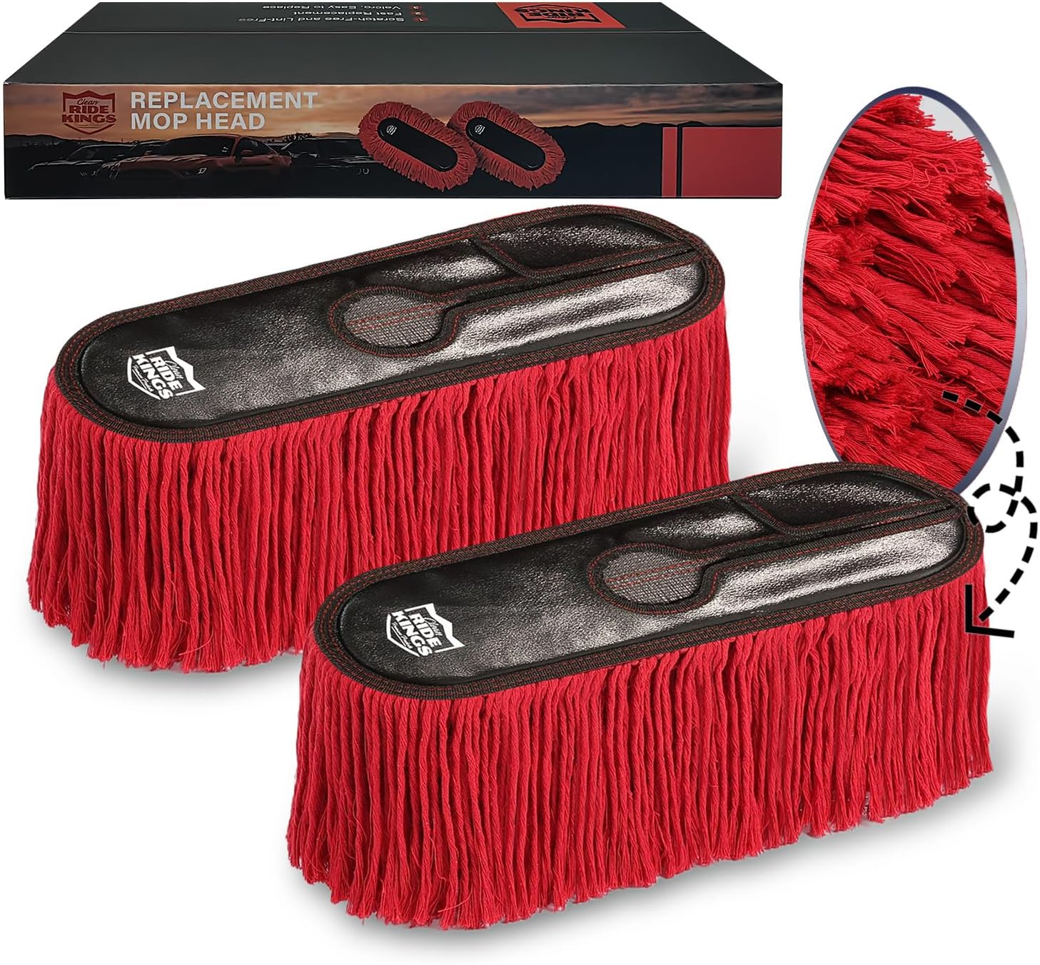 Suitable for Ride Kings Car Dusters,Car Duster Replacement Kit,Scratch Free，Feather Duster for Truck,SUV,RV and Motorcycle,Wax Cotton Hair|2-Pack Mops