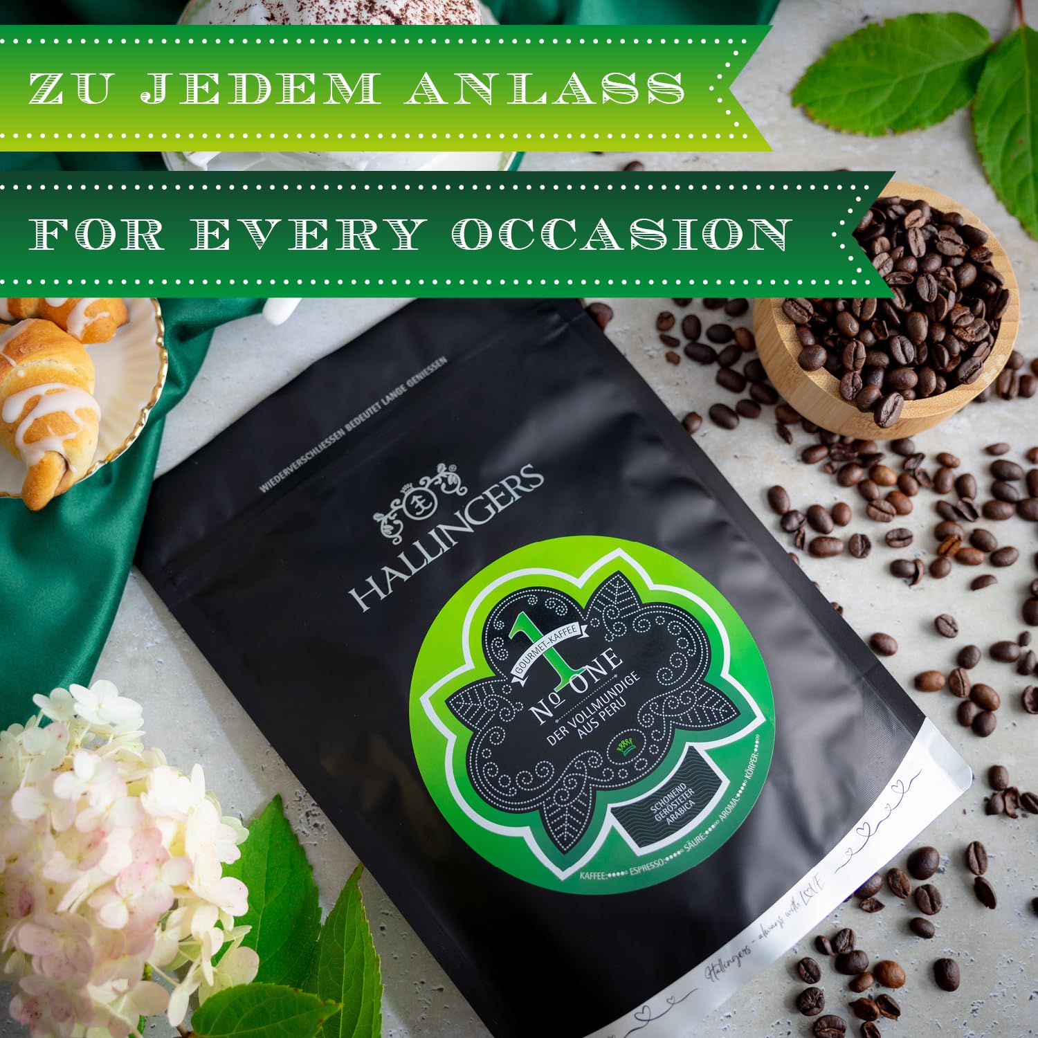 Hallingers Genuss Manufaktur Edel-Kaffee Geschenk-Set - schonend langzeitgeröstet bei niederen Temperaturen 10x "No. One" aus Peru, Geschenkidee für Frauen Männer