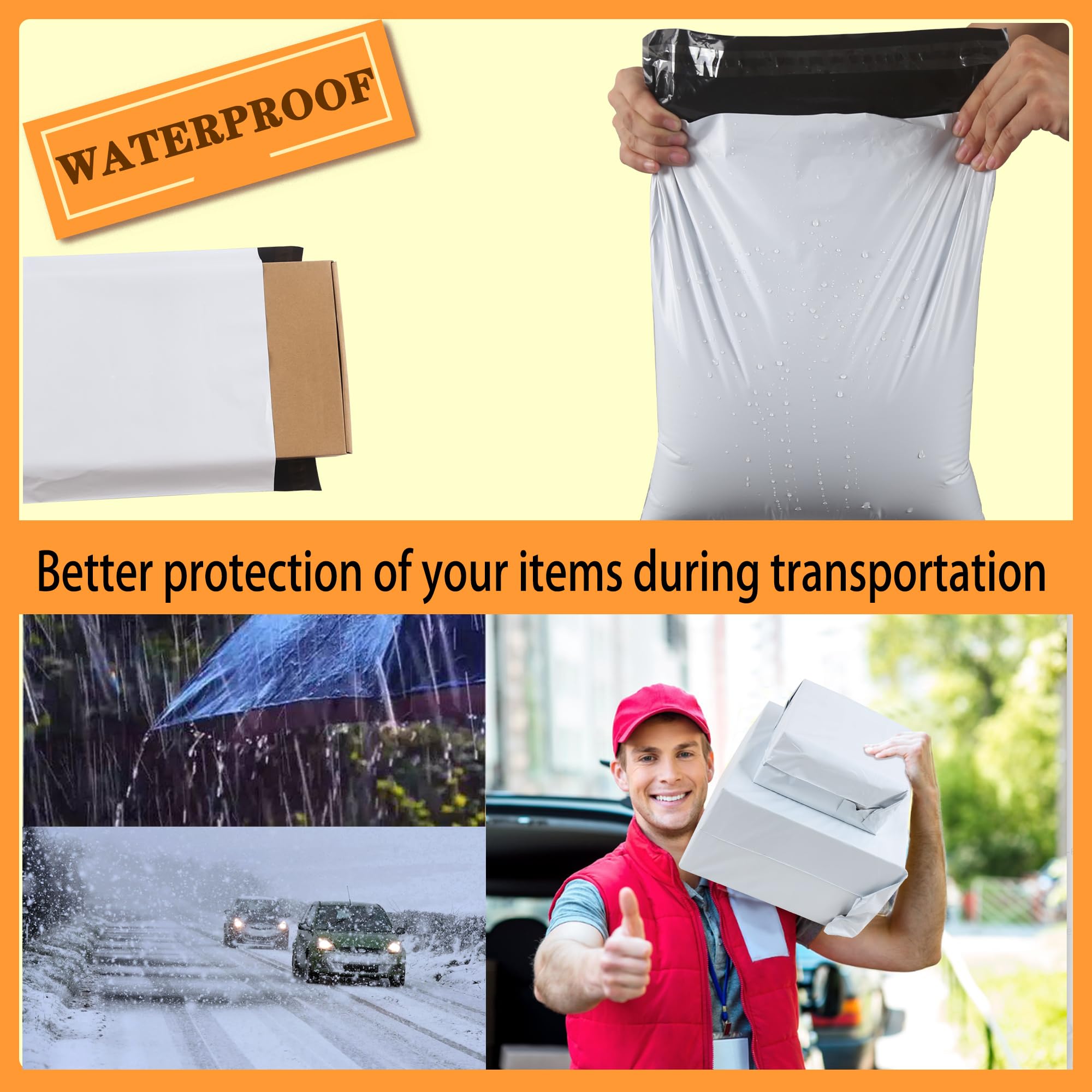 100 Bolsas de Envío Mezcla de 4 Tamaños Sobres de Plástico Autoadhesivos para Polietilen Bolsas Envios Paquetes Ropa Impermeable Opacas Autoadhesivo Sobres para Envios para Correo Bolsas