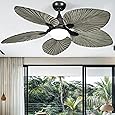 DWVO 52" Tropical Ceiling Fan with Light & Remote, Adjustable 3-Color Lighting, Quiet 6-Speed DC Motor, 5-Blade Reversible for Bedroom, Living Room & Indoor Use