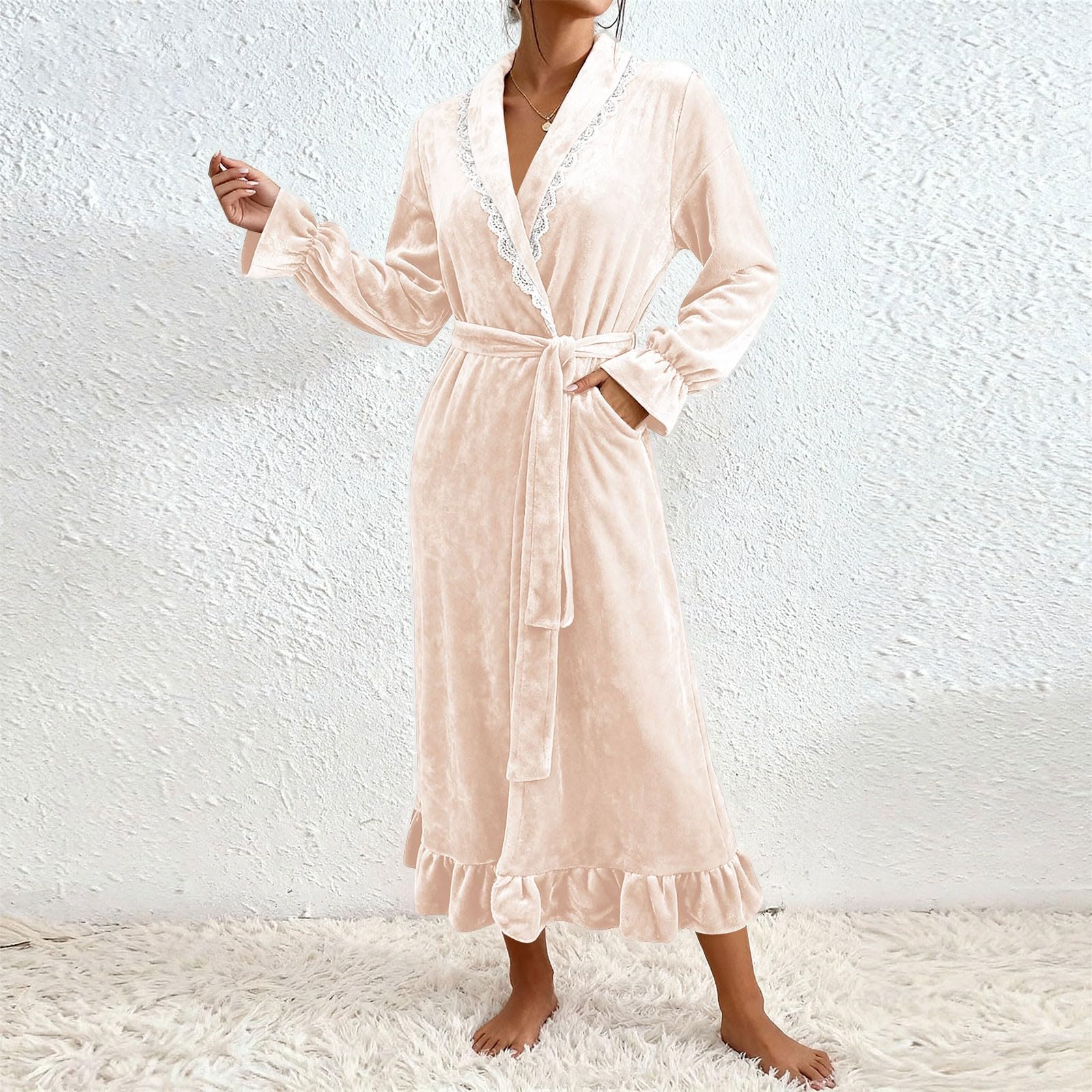 Accappatoio da donna, soffice, lungo, taglie forti