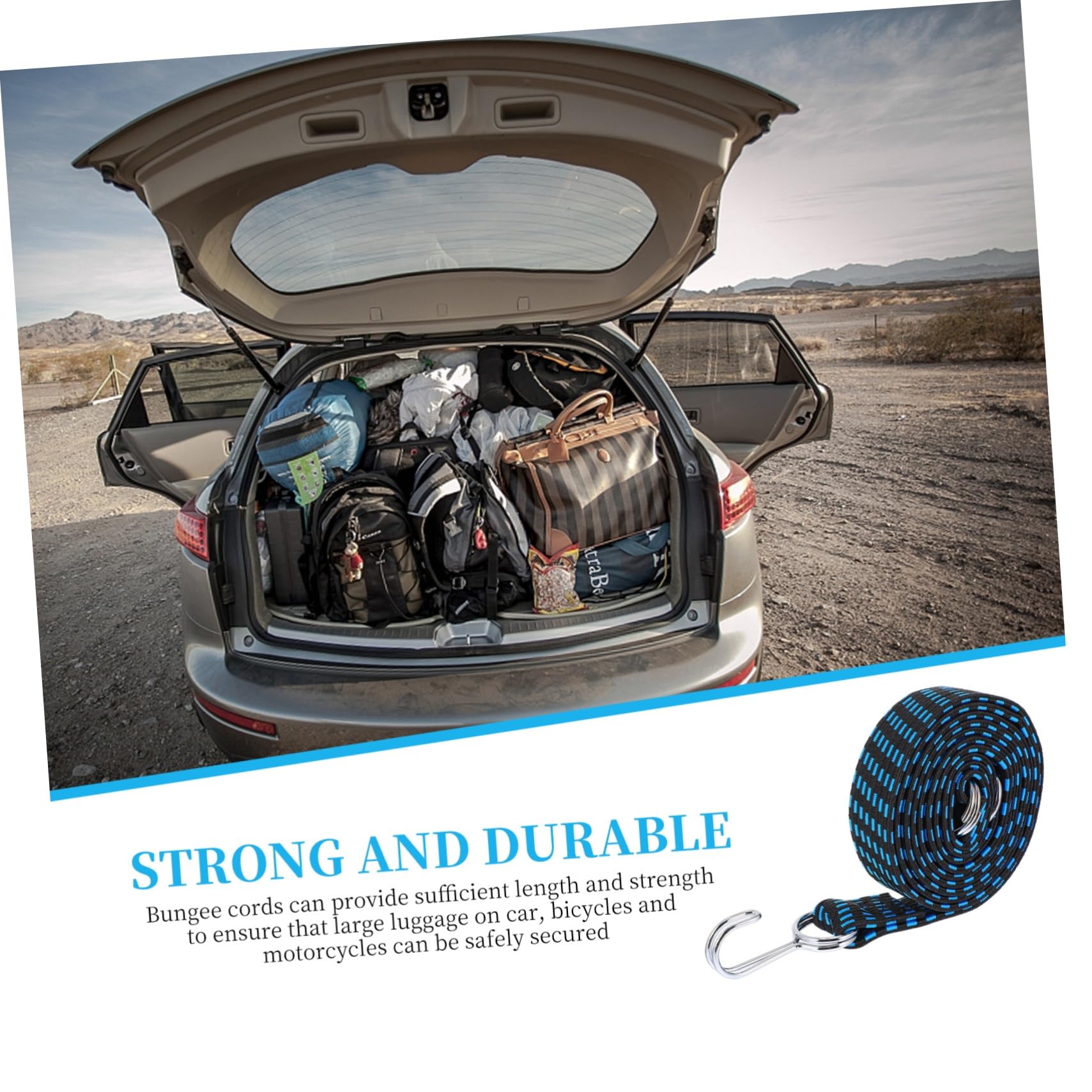Ciieeo 2 Set Cinghie Elastiche Regolabili Con Ganci Da Elastiche Per Sicurezza Luggage Resistenti 4 Pezzi*2