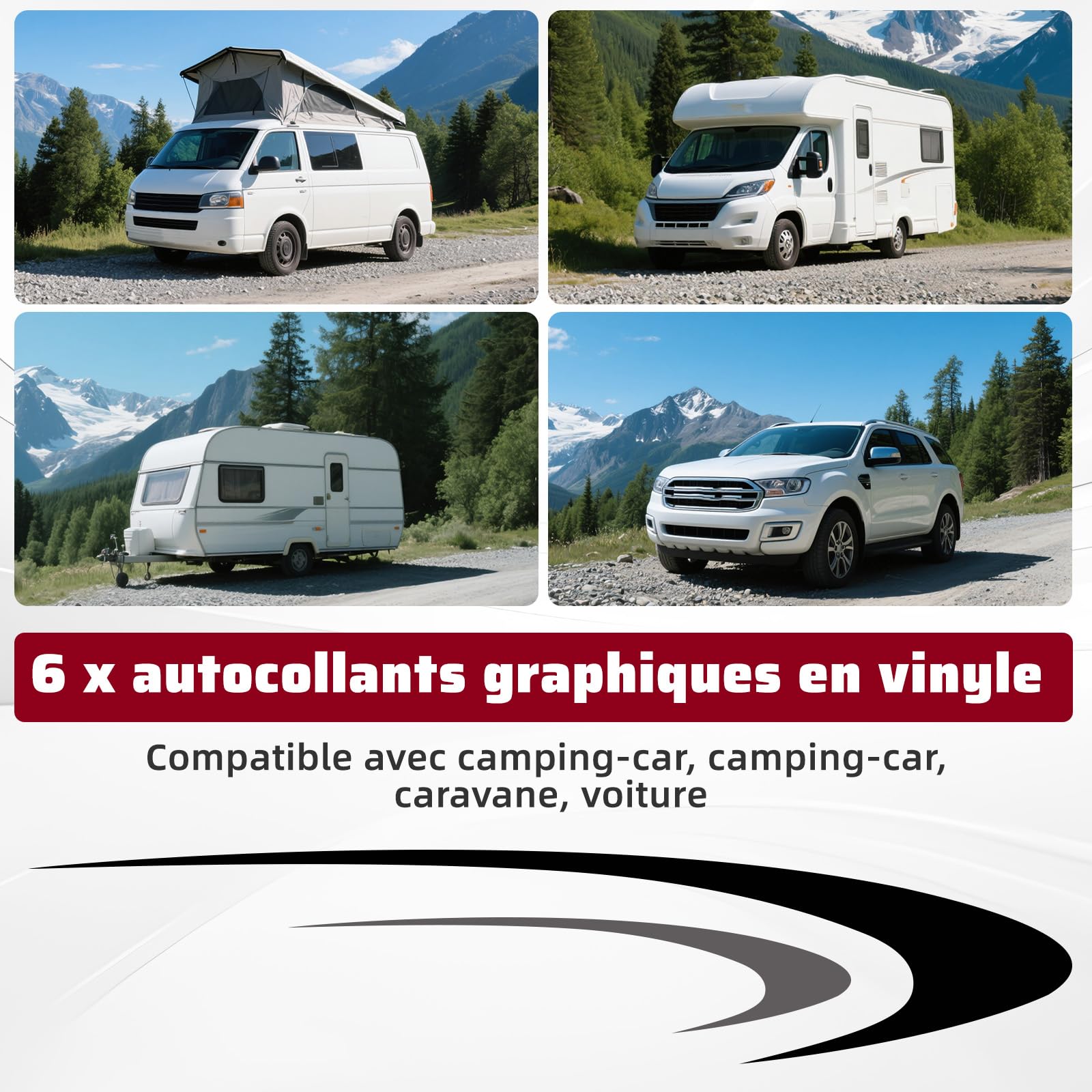 stickers voiture exterieur Grands autocollant camping car exterieur | stickers camping car exterieur Grands autocollants en vinyle pour carrosserie de voiture, Autocollant camping car, remorque