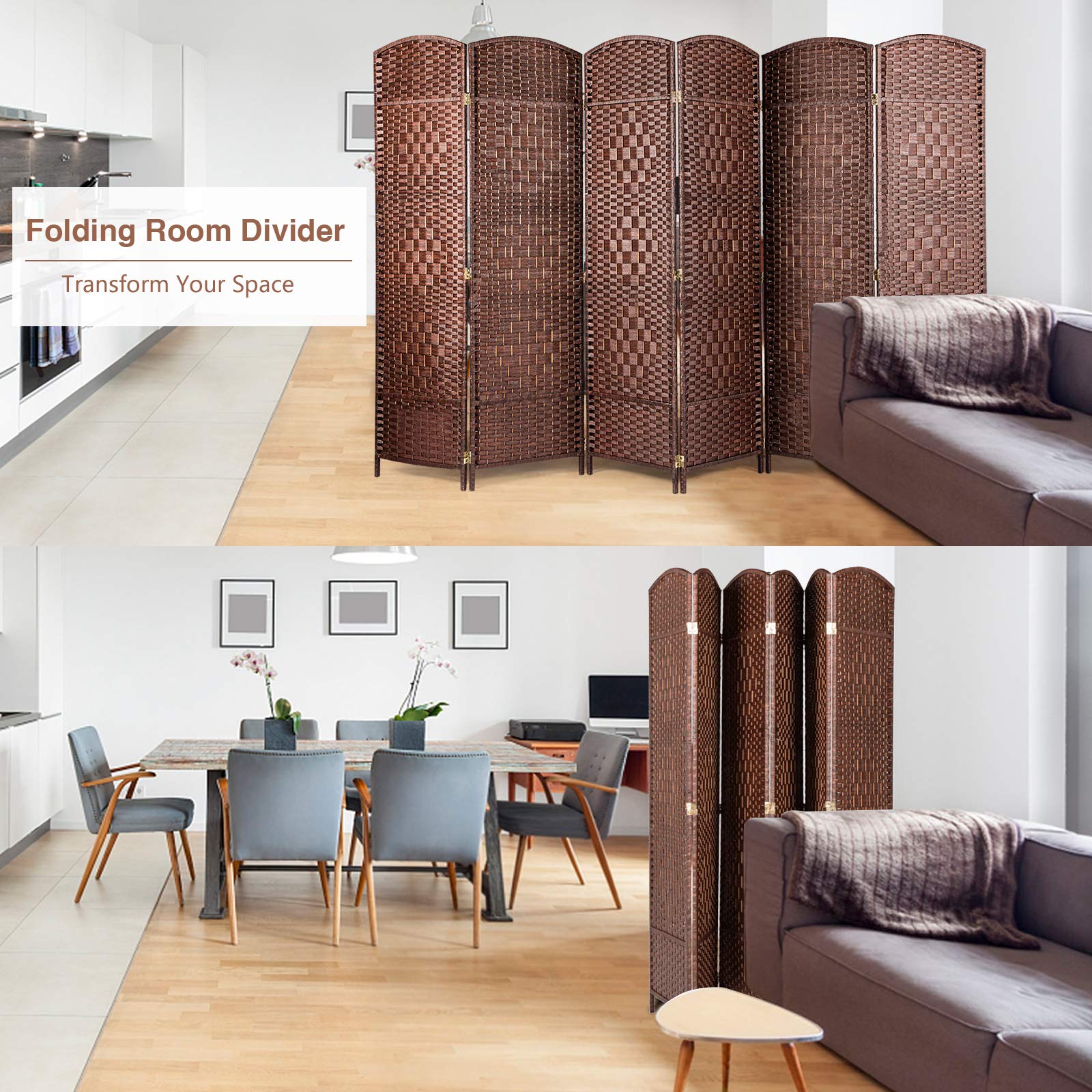 UMAX Room Divider,6 FT Tall Weave Fiber Extra Wide Room Divider,Double