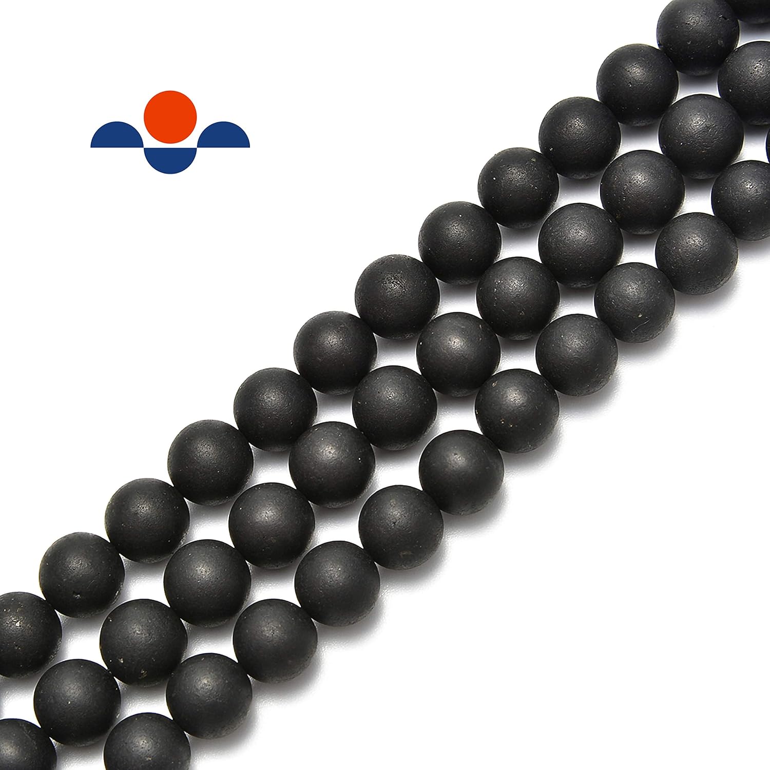 JM Design Shungite Matte Round Beads Size 10mm 15.5 per Strand for Jewelry Making, Arts and Craft