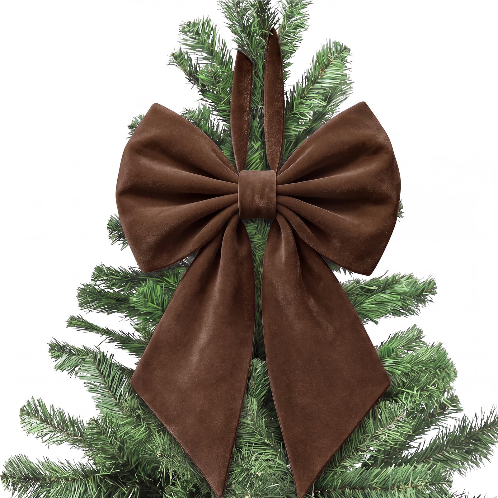 Janinka Dark Brown Velvet Christmas Bow for Tree Topper 22" Big, Velvet — image 1
