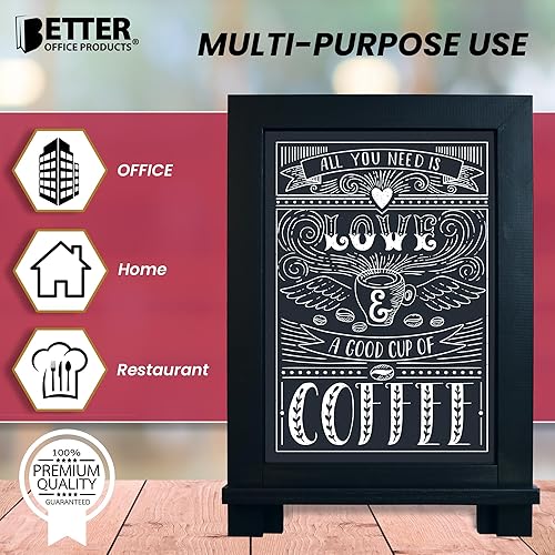 Miniatura 9 de Better Office Products Letrero enmarcado de pizarra de mesa, 9.5 x 14 pulgadas, marco de madera rústica, pizarra magnética pequeña, reborde