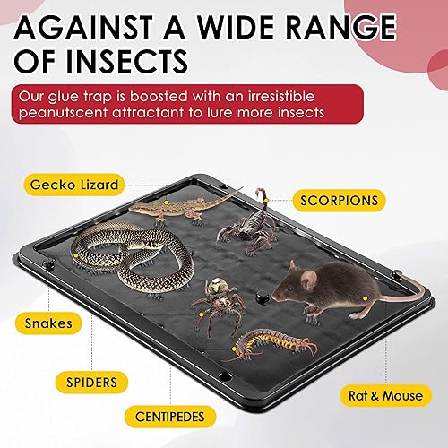 Miniatura 3 de Qualirey - Paquete de 8 trampas grandes de pegamento para ratas y ratones, 11.8 X 9.84 pulgadas, trampas grandes y resistentes para ratones para