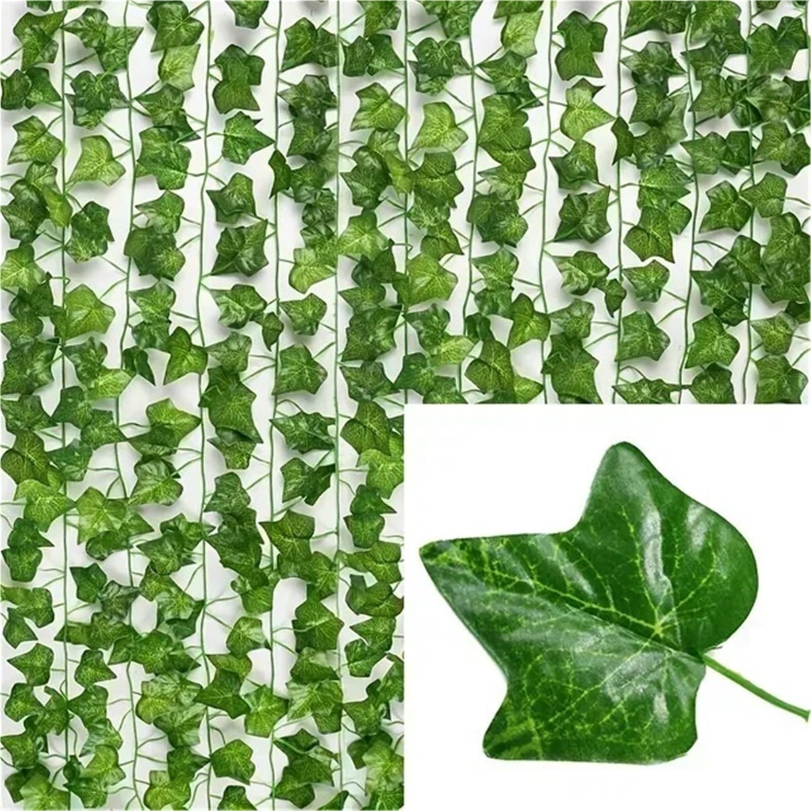Vite artificiale a foglia Ghirlanda di foglie edera artificiale in rattan verde, finte piante da appendere, parete, for matrimoni, feste, decorazioni fai te for il giardino(A,100M(50 Strings))