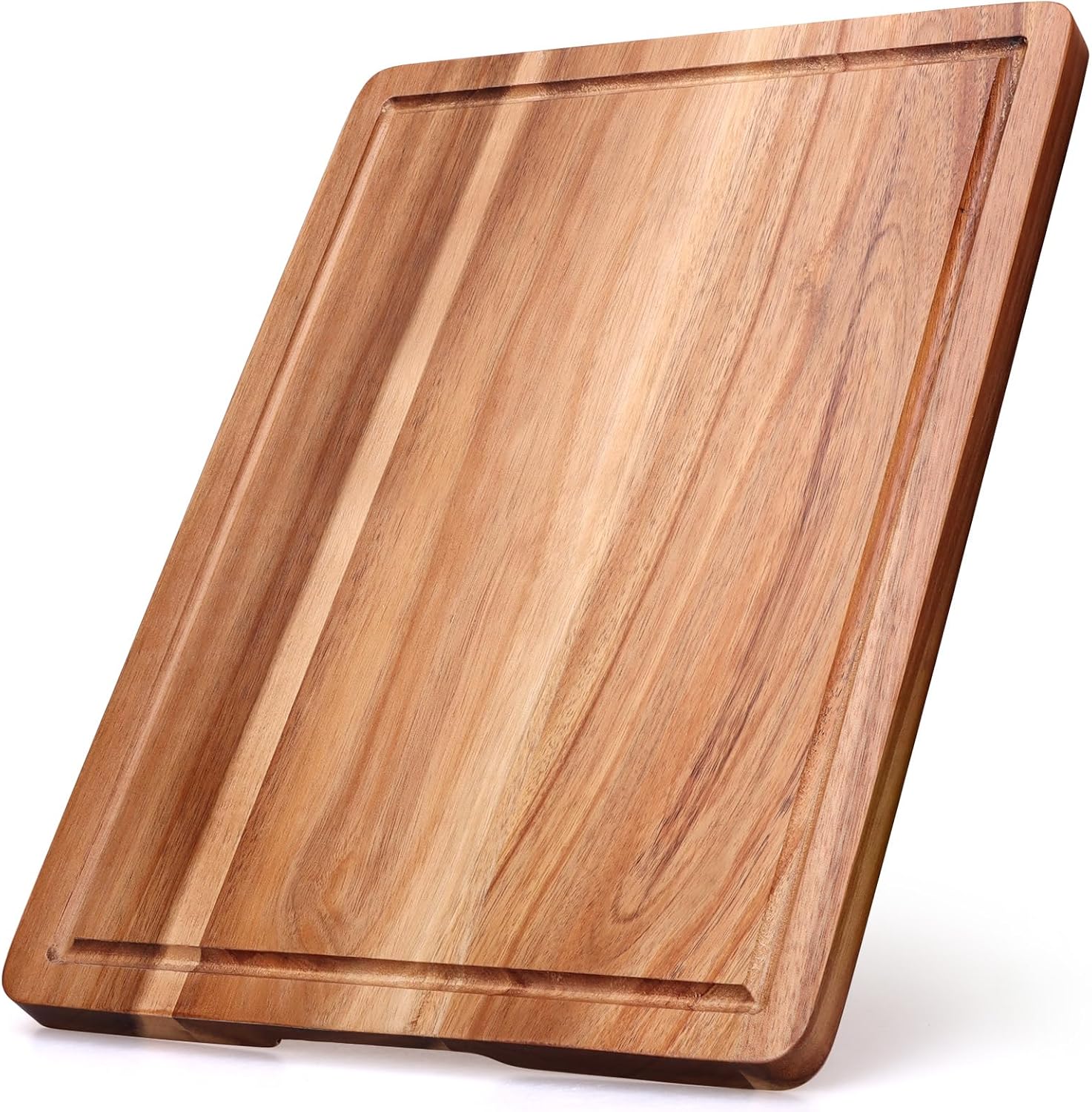 Acacia Wood Cutting Boards for Kitchen, Wooden Chopping Board with Side Handle and Juice Groove, 15″ X 11″ Carving Board, Butcher Block, Cheese Charcuterie Boards for Meat, Fruit, Steak