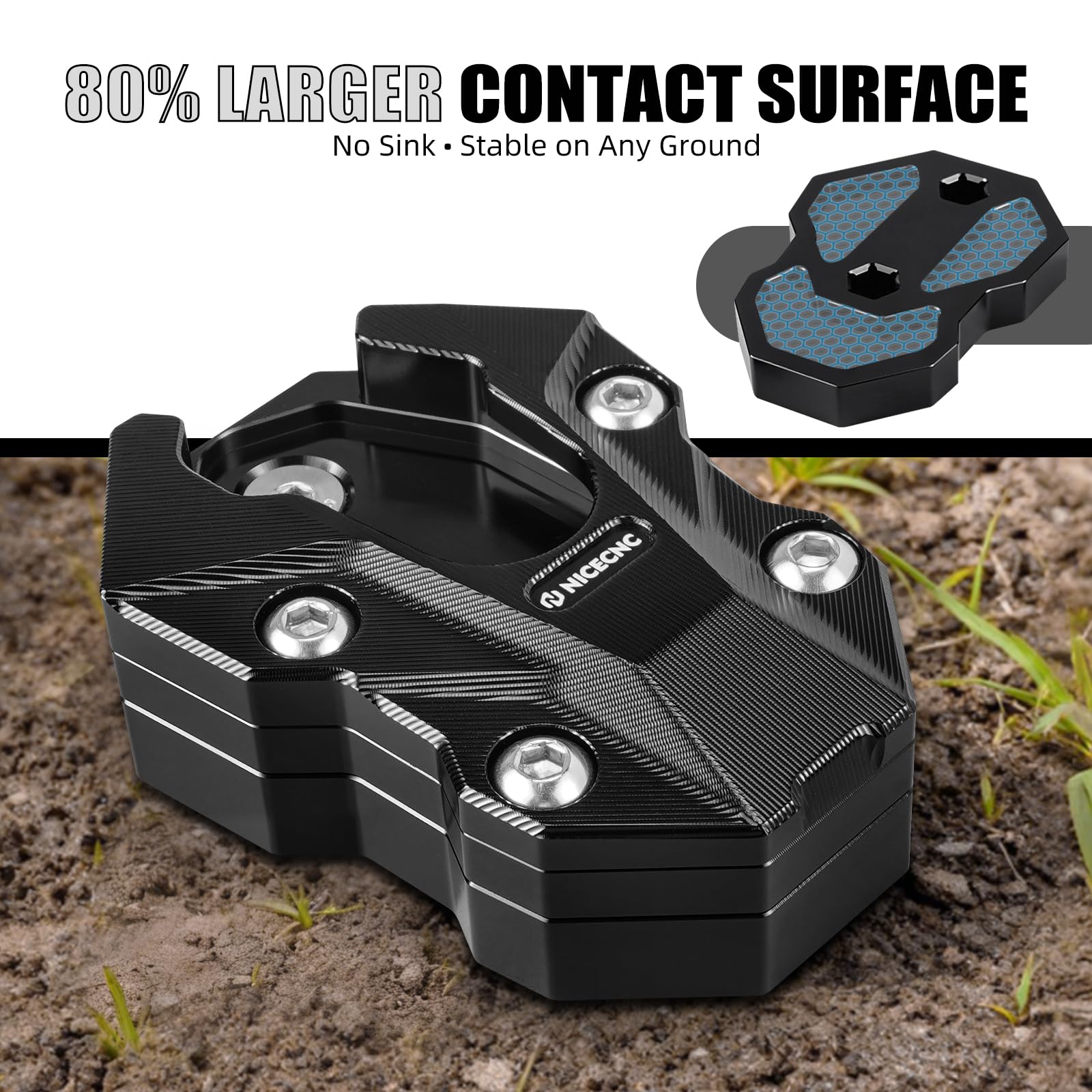 NICECNC Ampliador de pie lateral negro compatible con R1300 GS/GSA 2024-2025, repuesto para 4653 1638616