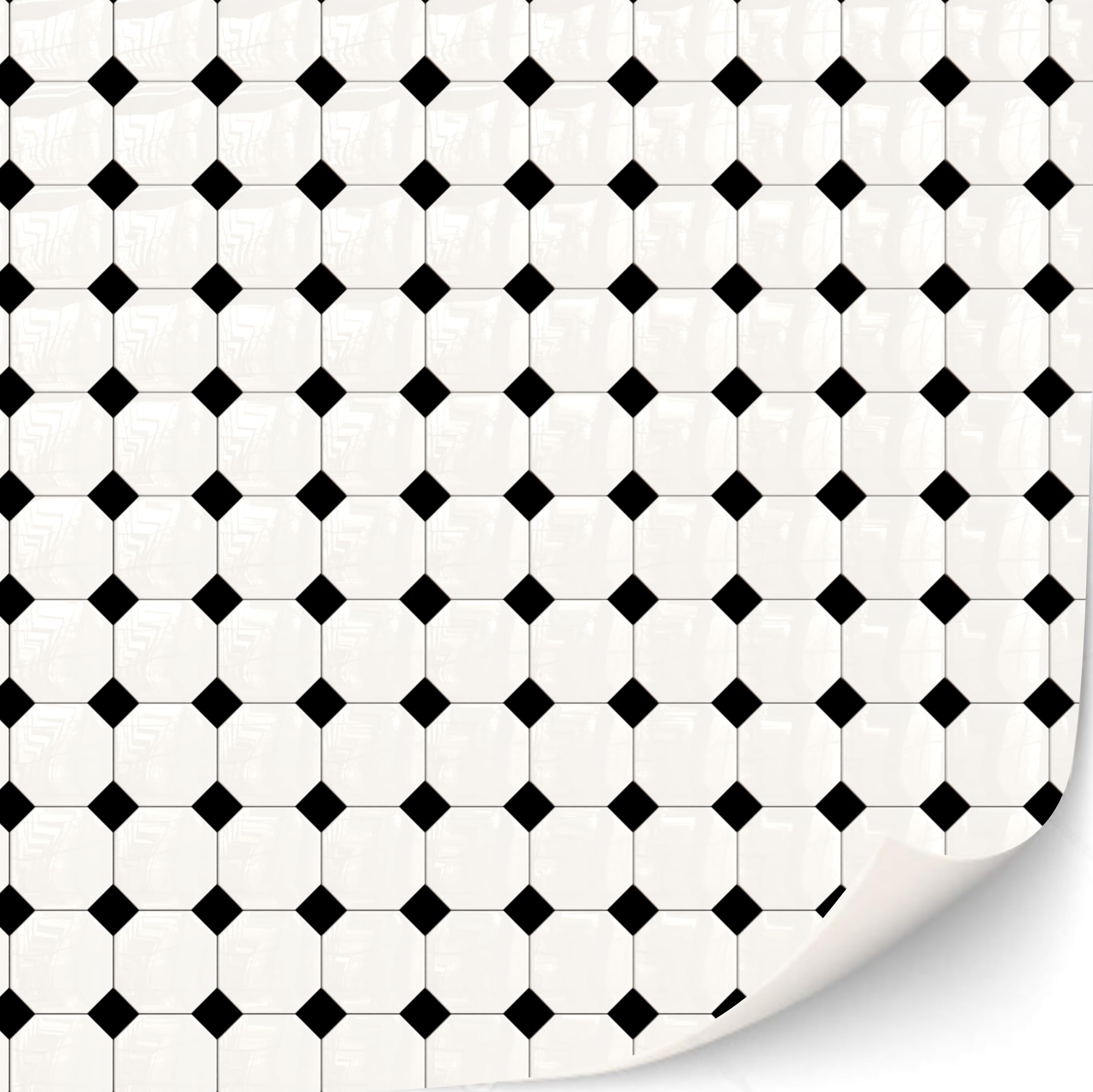 3 Sheets 1:12 Scale Dollhouse Floor Tiles (White with Black Diamonds)