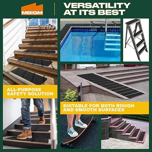 Miniatura 5 de MBIGM - Cinta antiderrapante para escalones de madera Cinta de seguridad para escalera Adhesiva de arenilla por 80 para Skate escaleras y exteriores
